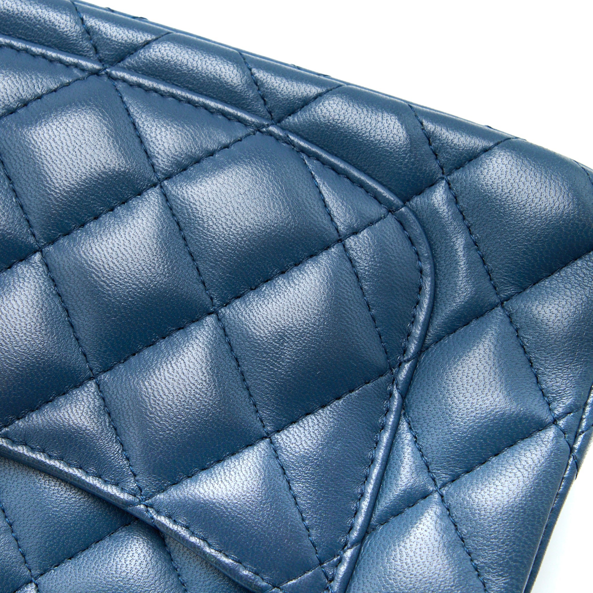 CHANEL MINI RECTANGULAR FLAP BAG LAMBSKIN BLUE SHW