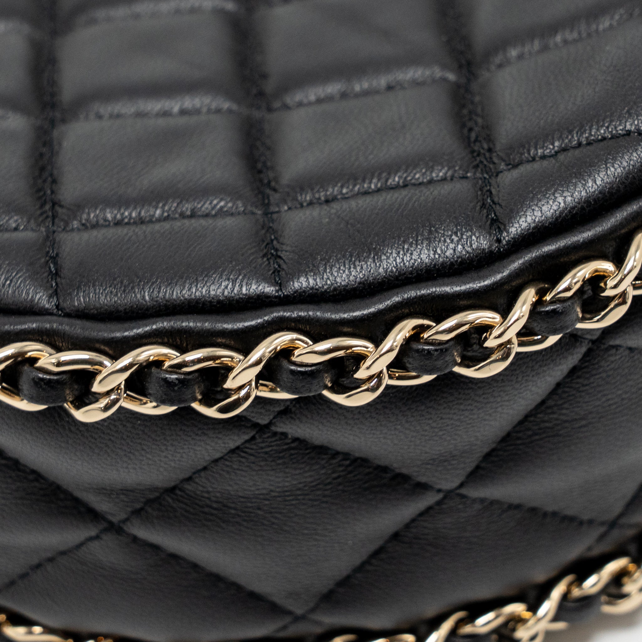 CHANEL SMALL HALF MOON HOBO BAG LAMBSKIN BLACK LGHW (MICROCHIP)