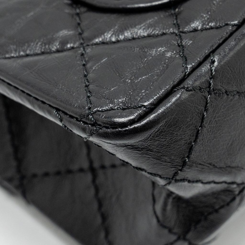 CHANEL MINI 2.55 REISSUE AGED CALFSKIN BLACK GHW