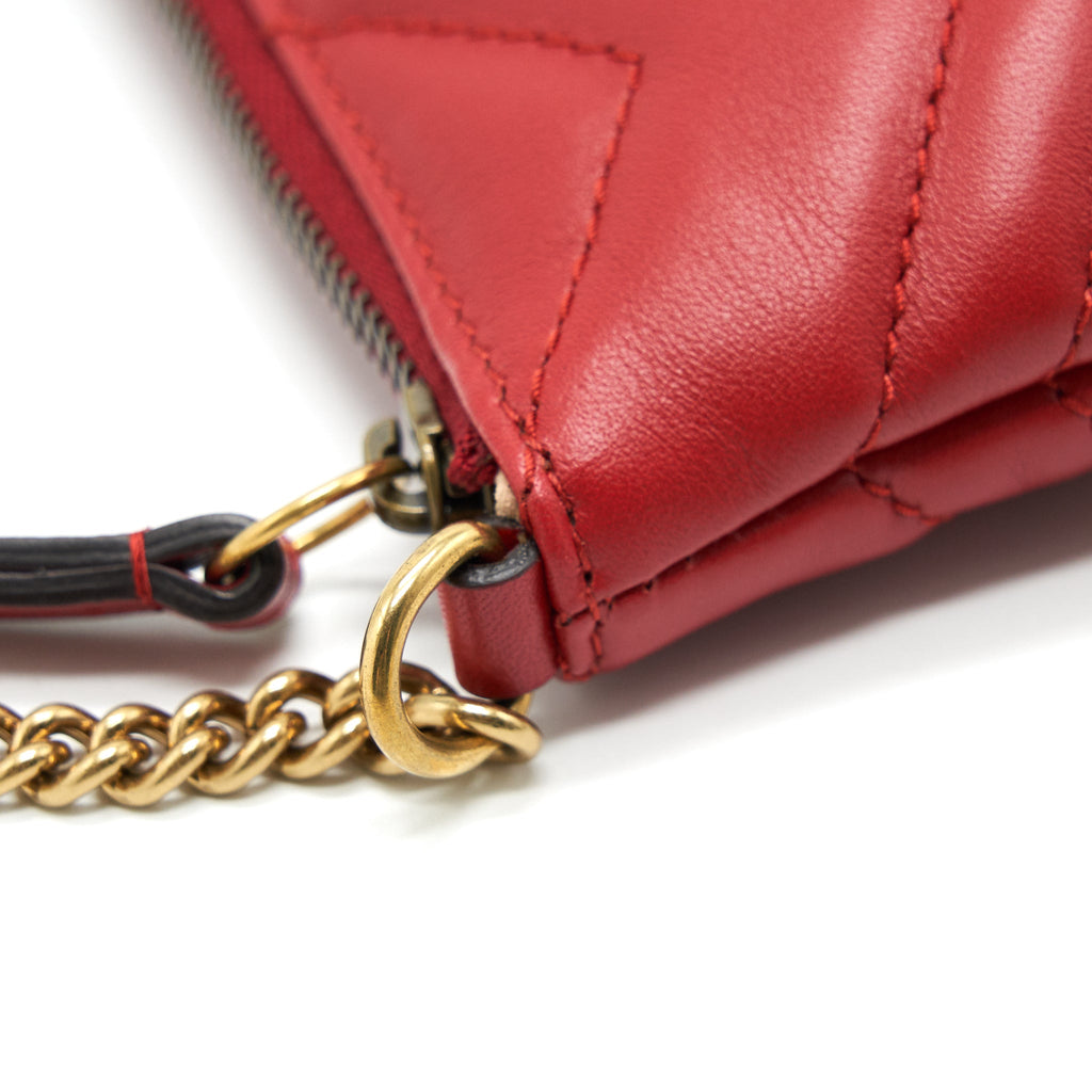 GUCCI MARMONT MINI POUCH WITH CHAIN RED GHW