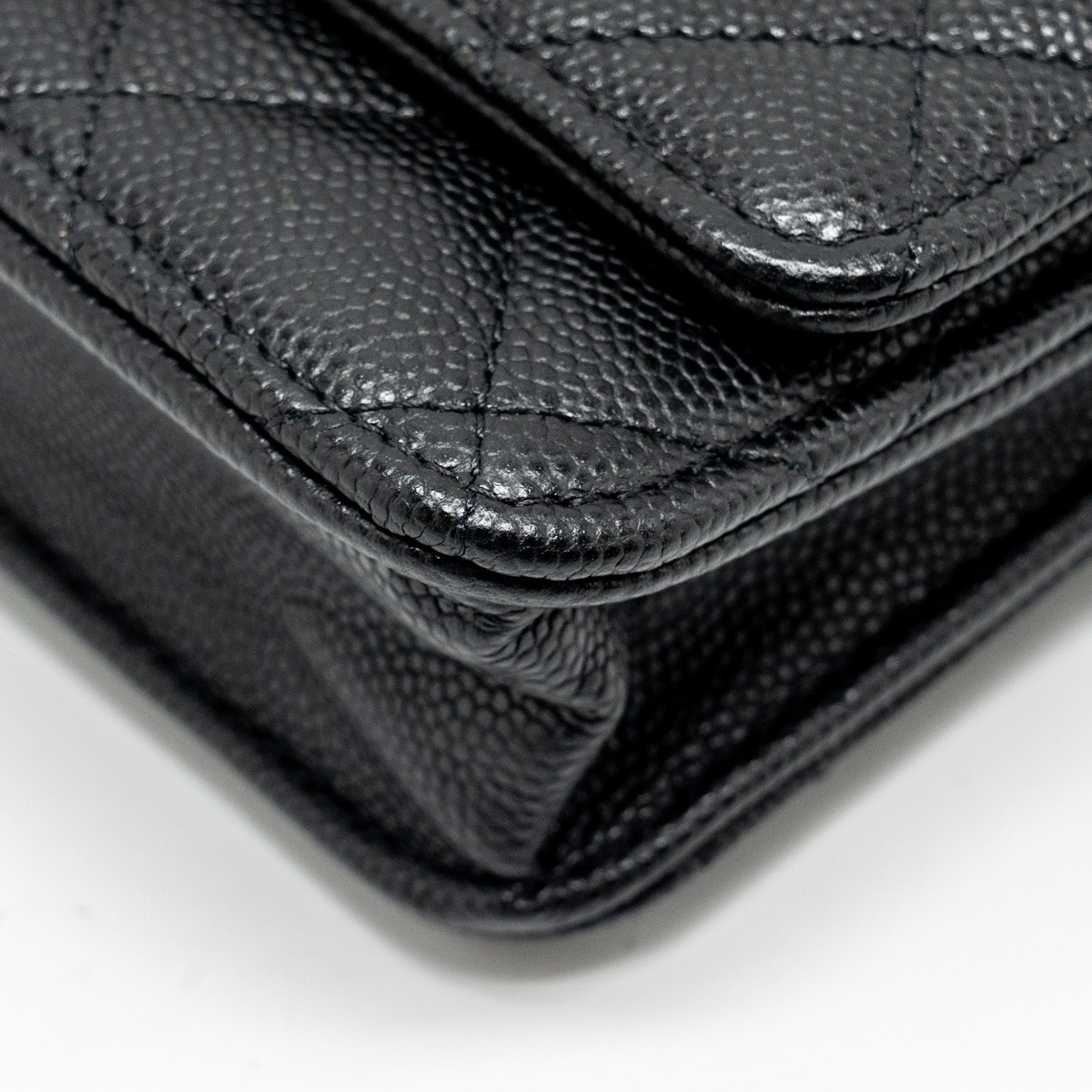 CHANEL COCO CASINO WALLET ON CHAIN CAVIAR BLACK GHW (MICROCHIP)