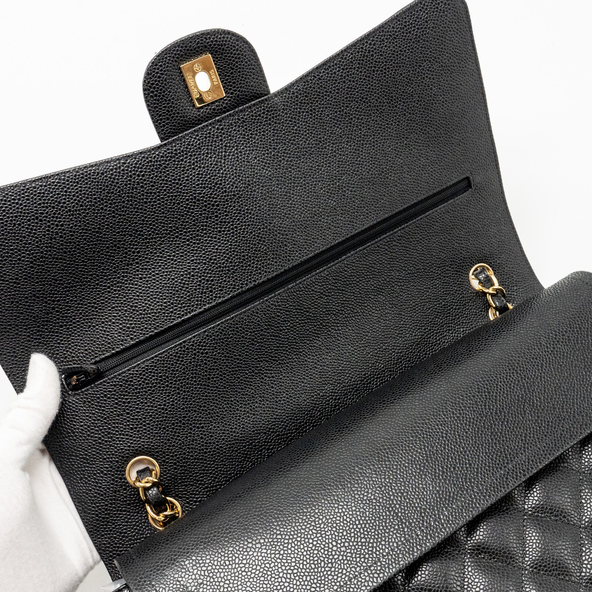 CHANEL MAXI CLASSIC DOUBLE FLAP BAG CAVIAR BLACK GHW