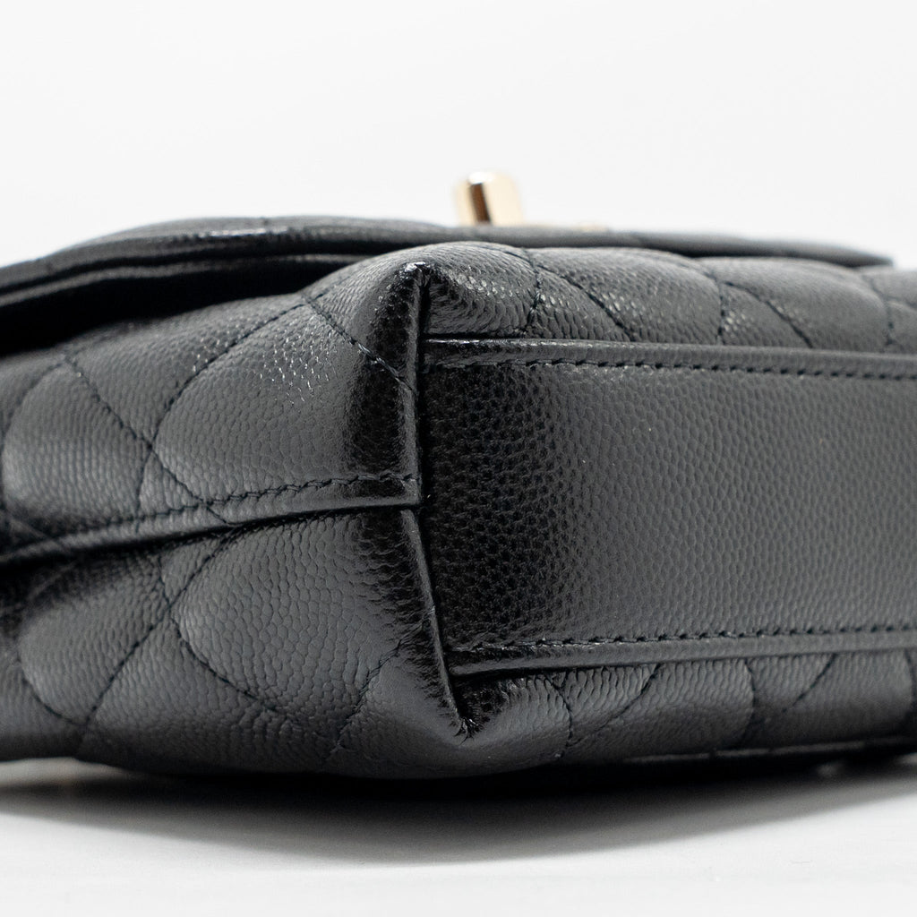 CHANEL COCO HANDLE MINI CLUTCH WITH CHAIN CAVIAR BLACK LGHW (MICROCHIP)