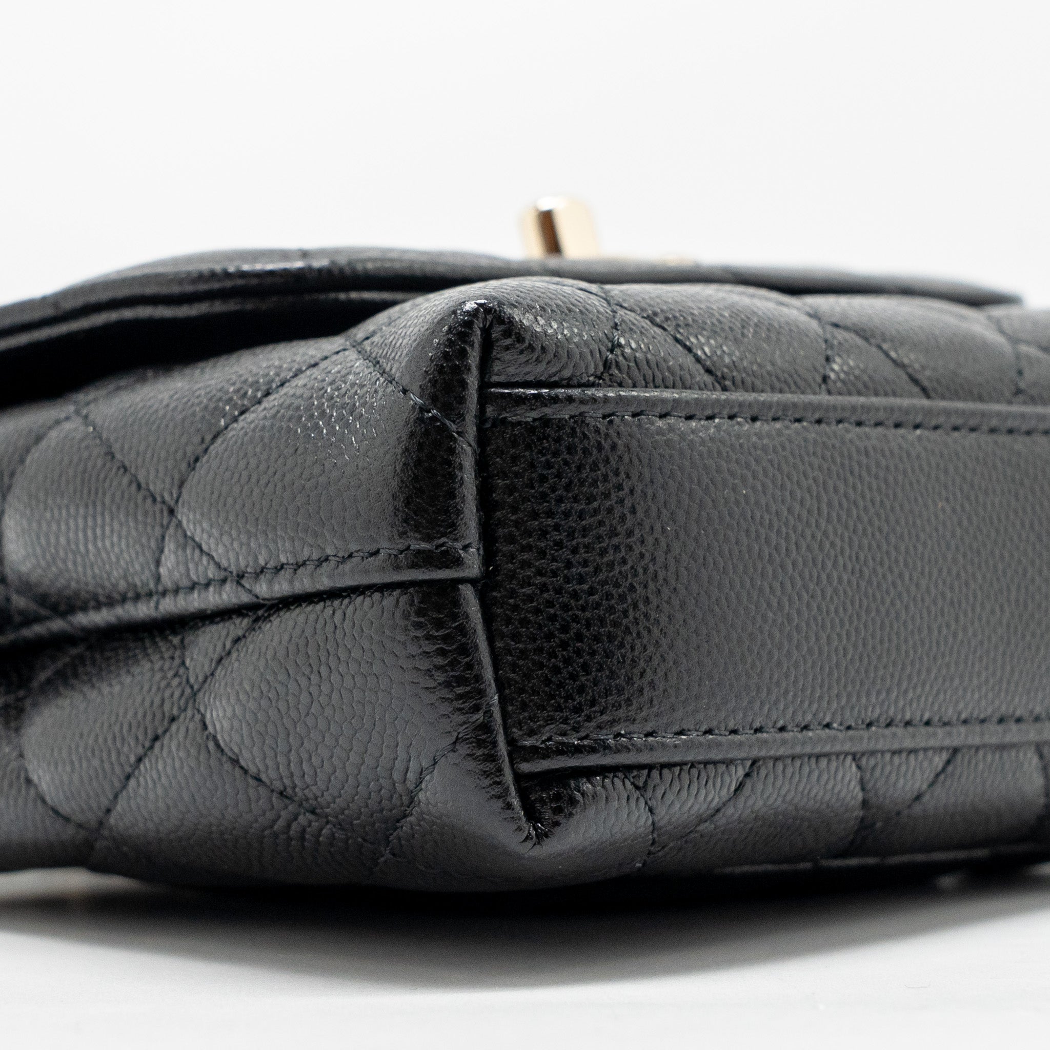 CHANEL COCO HANDLE MINI CLUTCH WITH CHAIN CAVIAR BLACK LGHW (MICROCHIP)