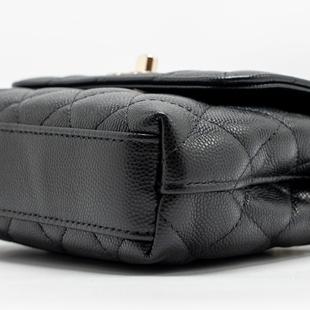 CHANEL COCO HANDLE MINI CLUTCH WITH CHAIN CAVIAR BLACK LGHW (MICROCHIP)