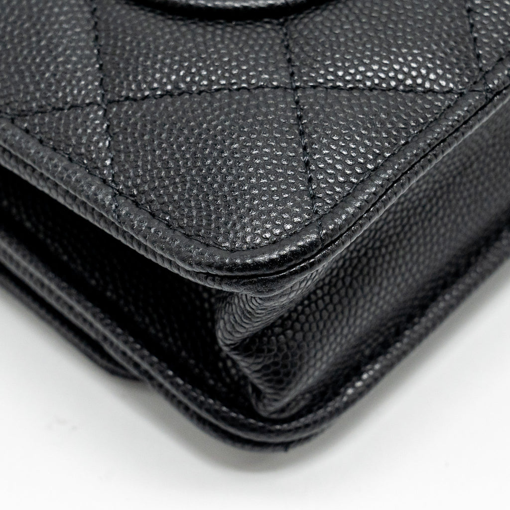 CHANEL COCO CASINO WALLET ON CHAIN CAVIAR BLACK GHW (MICROCHIP)