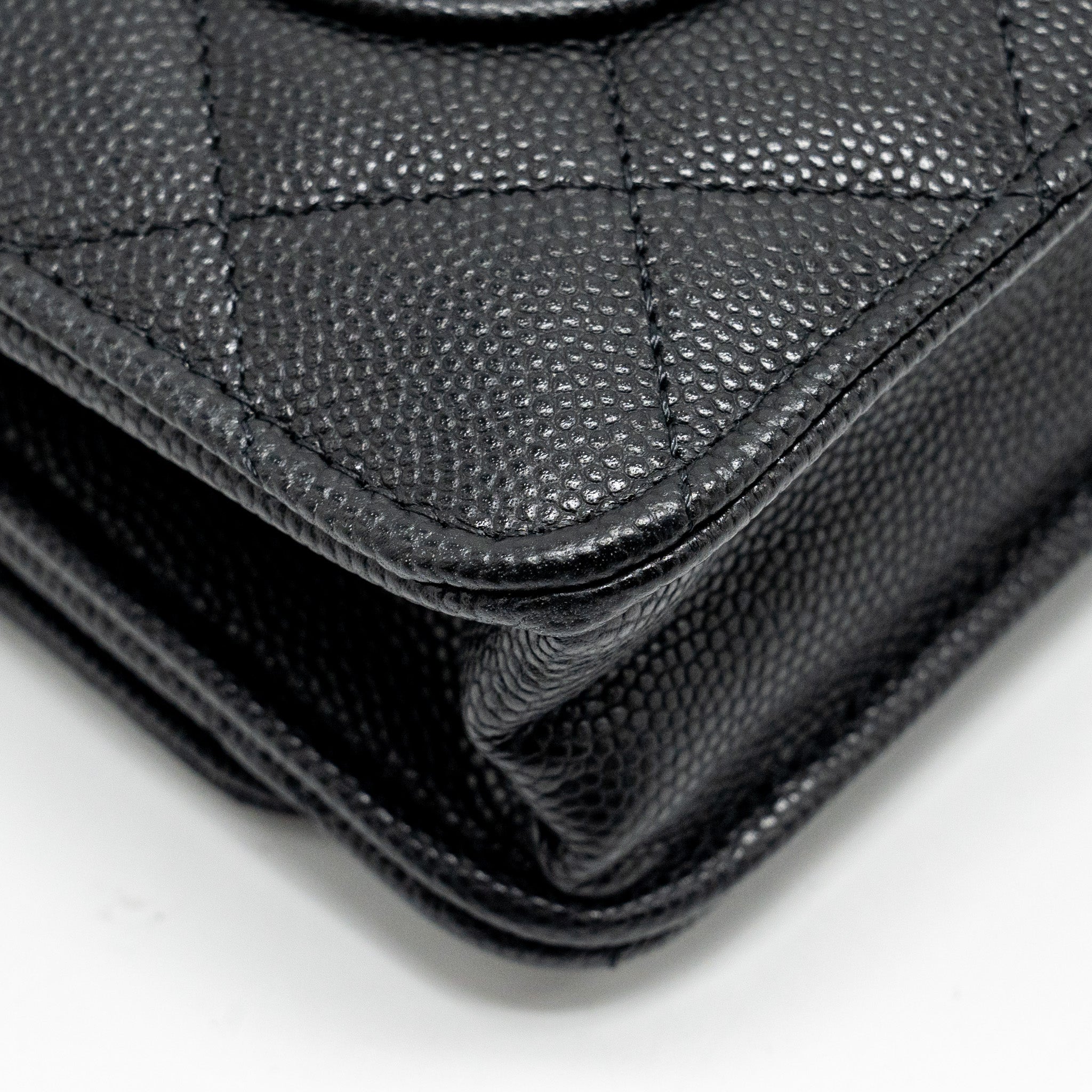 CHANEL COCO CASINO WALLET ON CHAIN CAVIAR BLACK GHW (MICROCHIP)