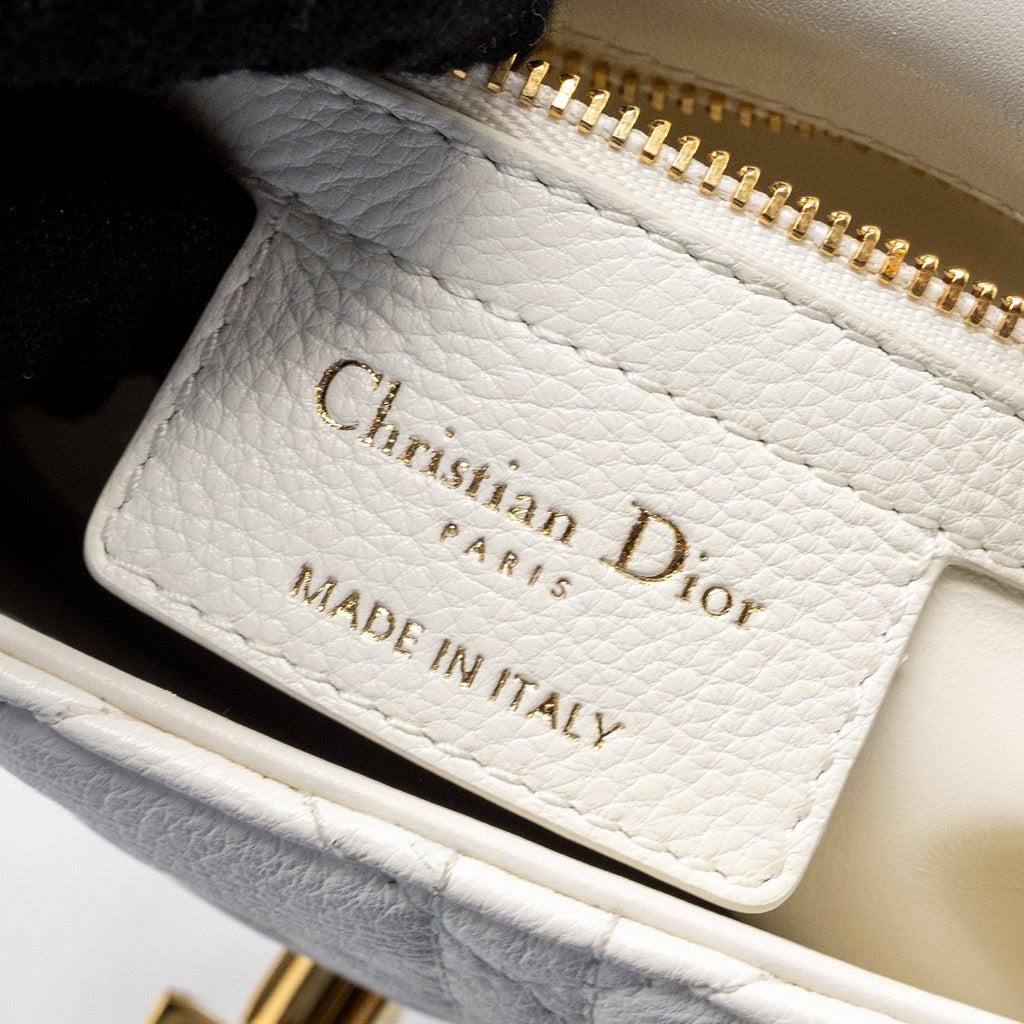 DIOR CARO S FLAP BAG CALFSKIN WHITE GHW
