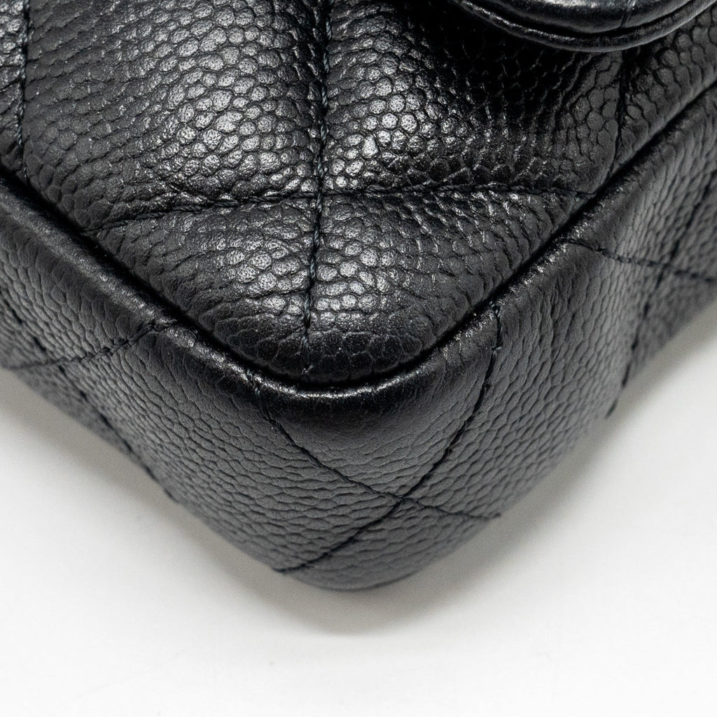 CHANEL COCO LOVE MINI FLAP WALLET WITH CHAIN CAVIAR BLACK GHW (MICROCHIP)