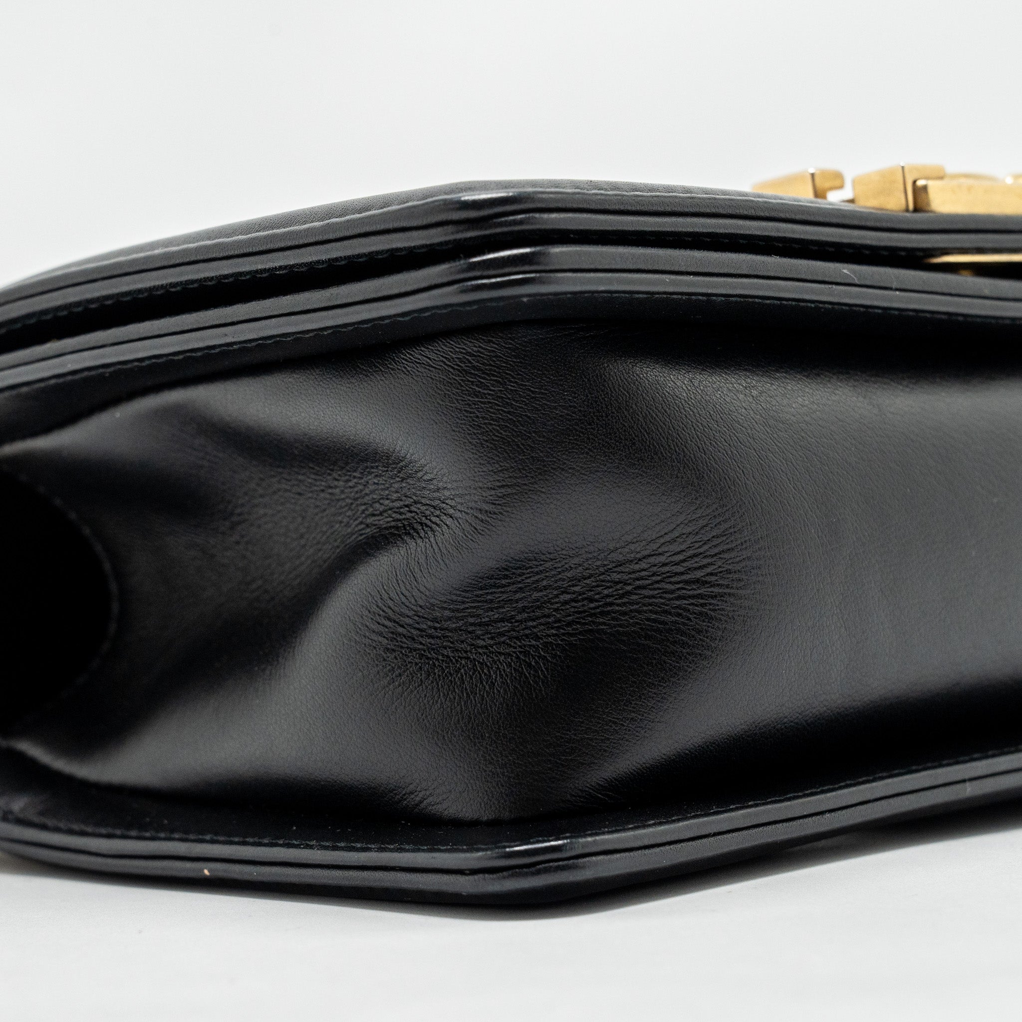 CHANEL SMALL BOY BAG CALFSKIN BLACK GHW (MICROCHIP)
