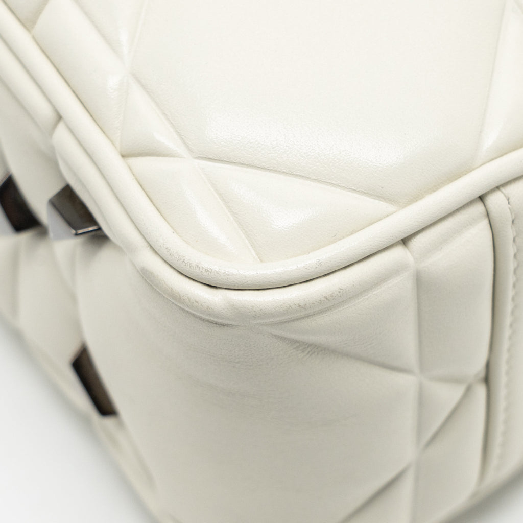 DIOR LADY 95.22 HANDBAG LAMBSKIN WHITE WITH BLACK HARDWARE
