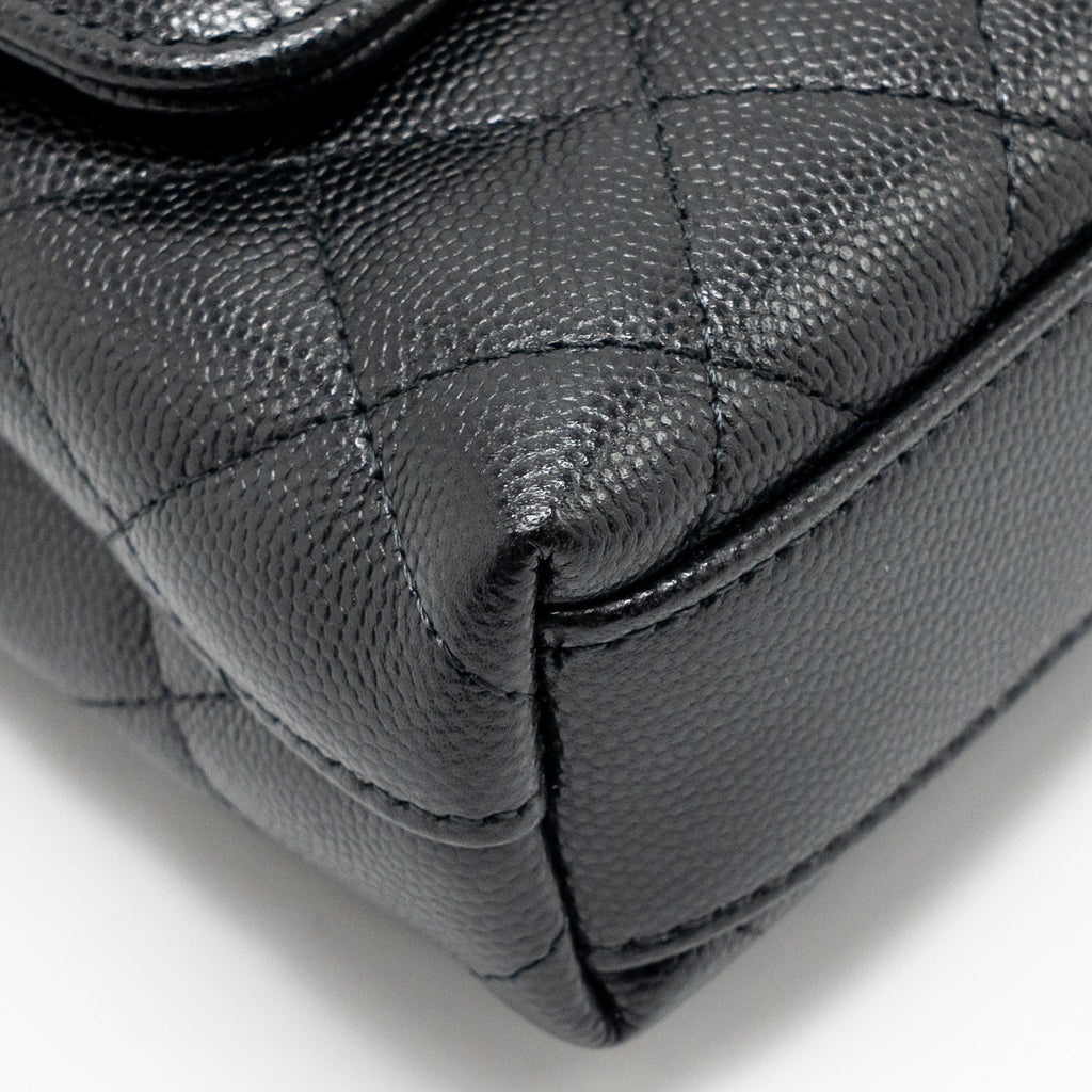CHANEL COCO HANDLE MINI CLUTCH WITH CHAIN CAVIAR BLACK LGHW (MICROCHIP)