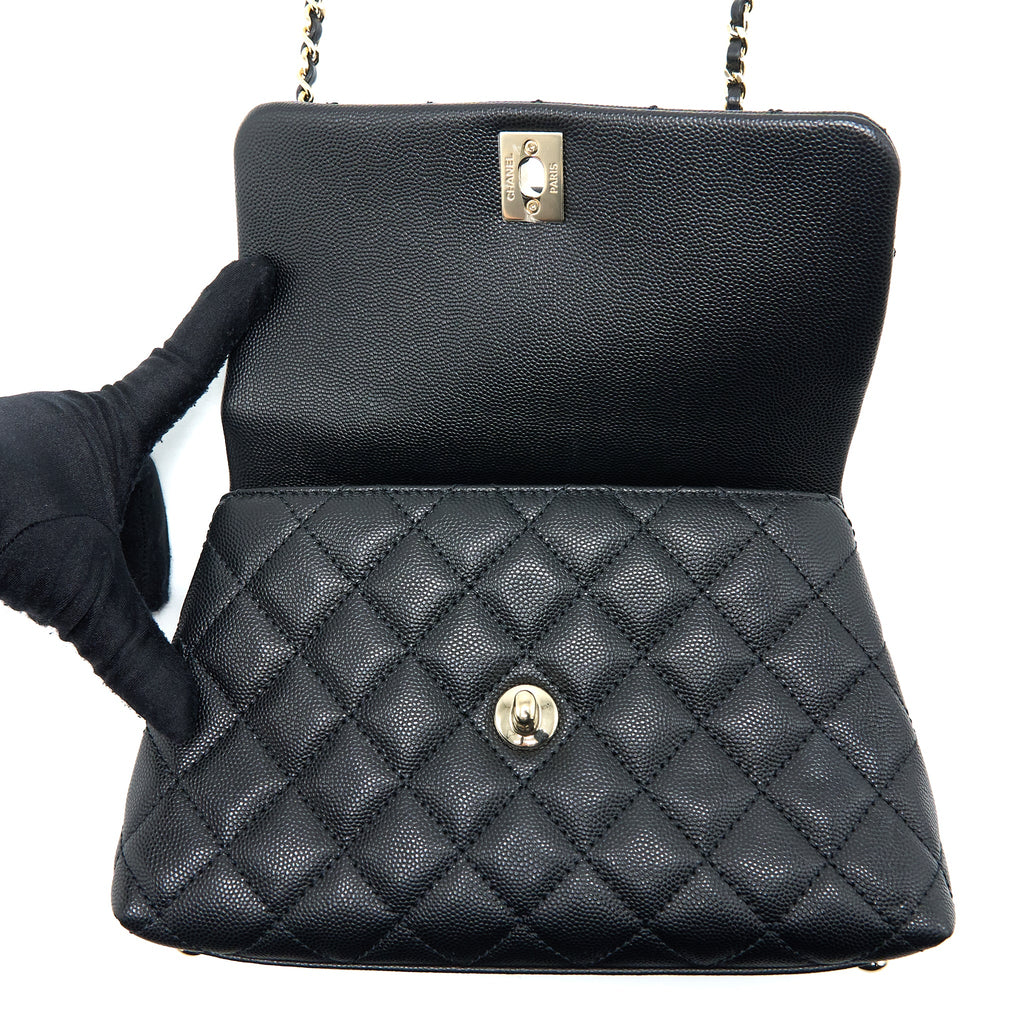 CHANEL SMALL COCO HANDLE CAVIAR BLACK LGHW
