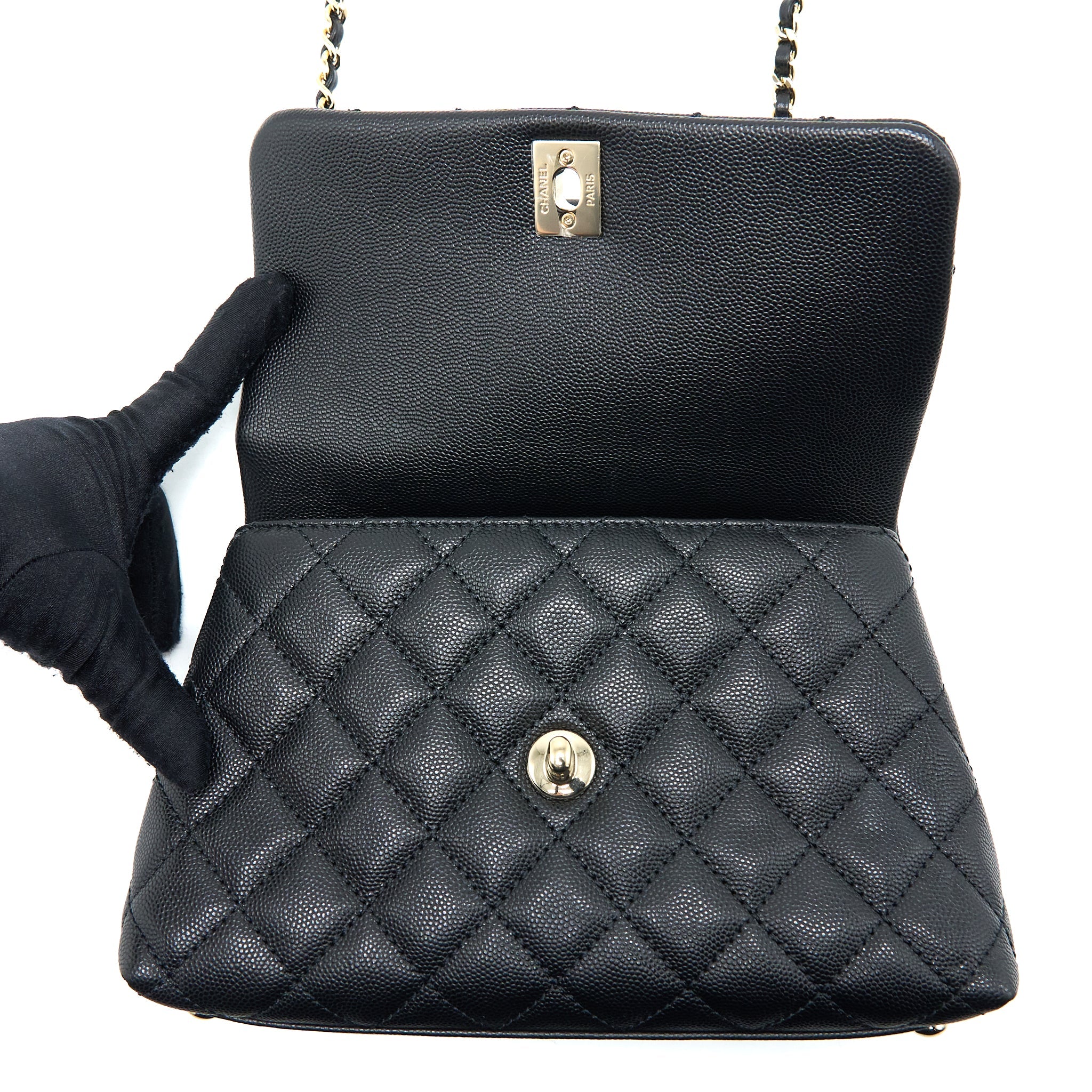CHANEL SMALL COCO HANDLE CAVIAR BLACK LGHW