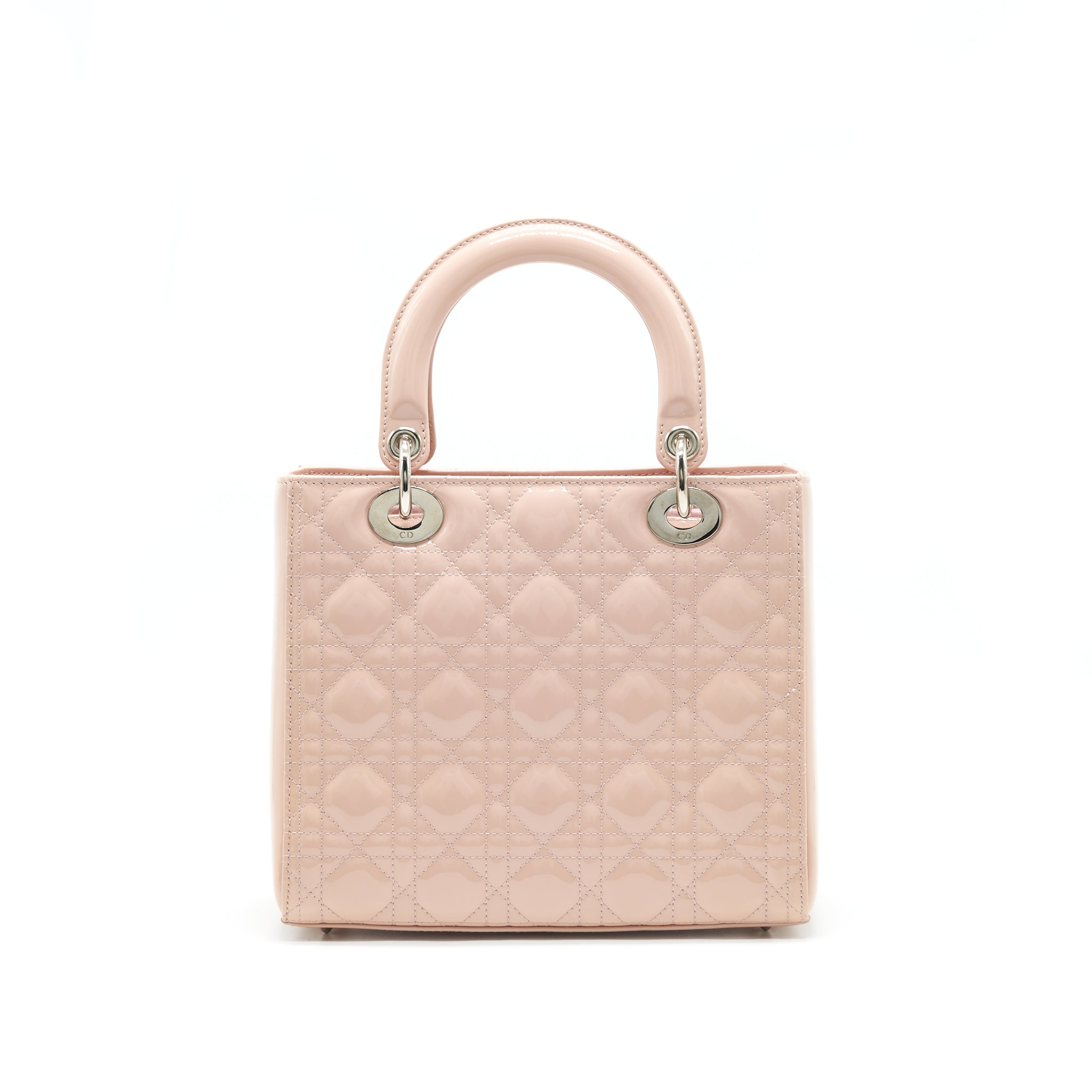 DIOR LADY DIOR MEDIUM PATENT LEATHER PINK WITH SHW