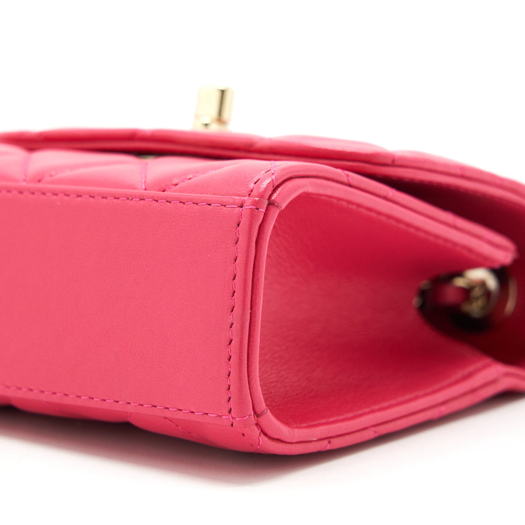 CHANEL MINI TRENDY CC CHAIN WALLET LAMBSKIN HOT PINK LGHW