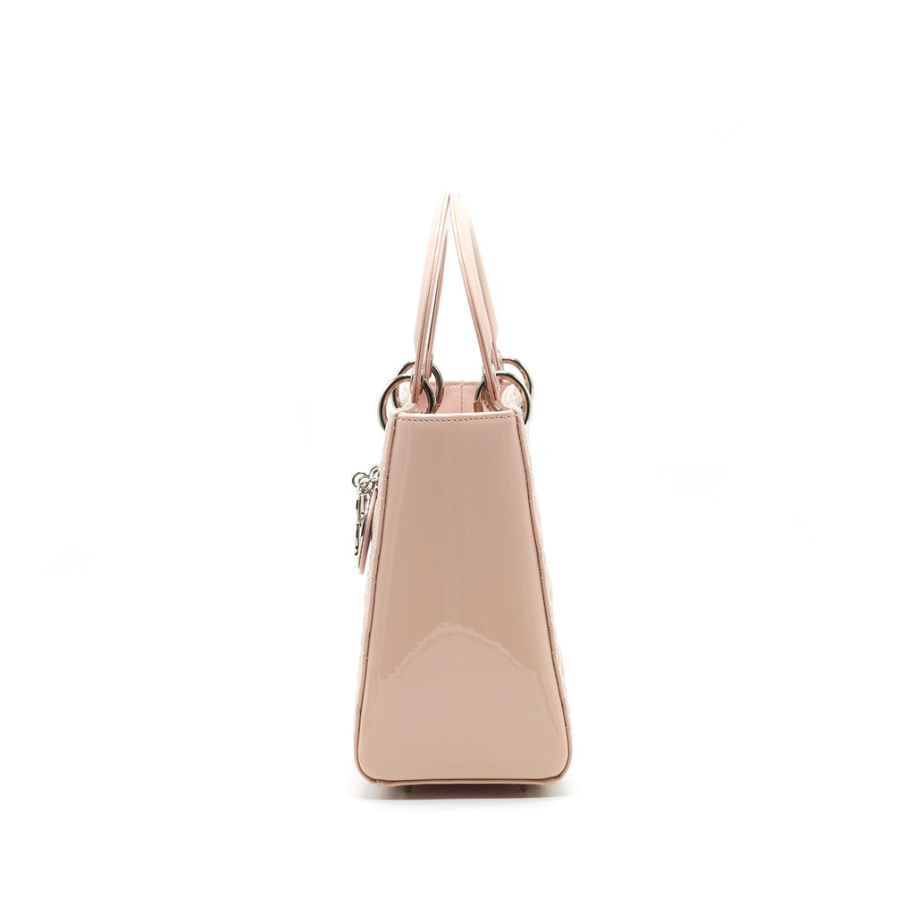 DIOR LADY DIOR MEDIUM PATENT LEATHER PINK WITH SHW