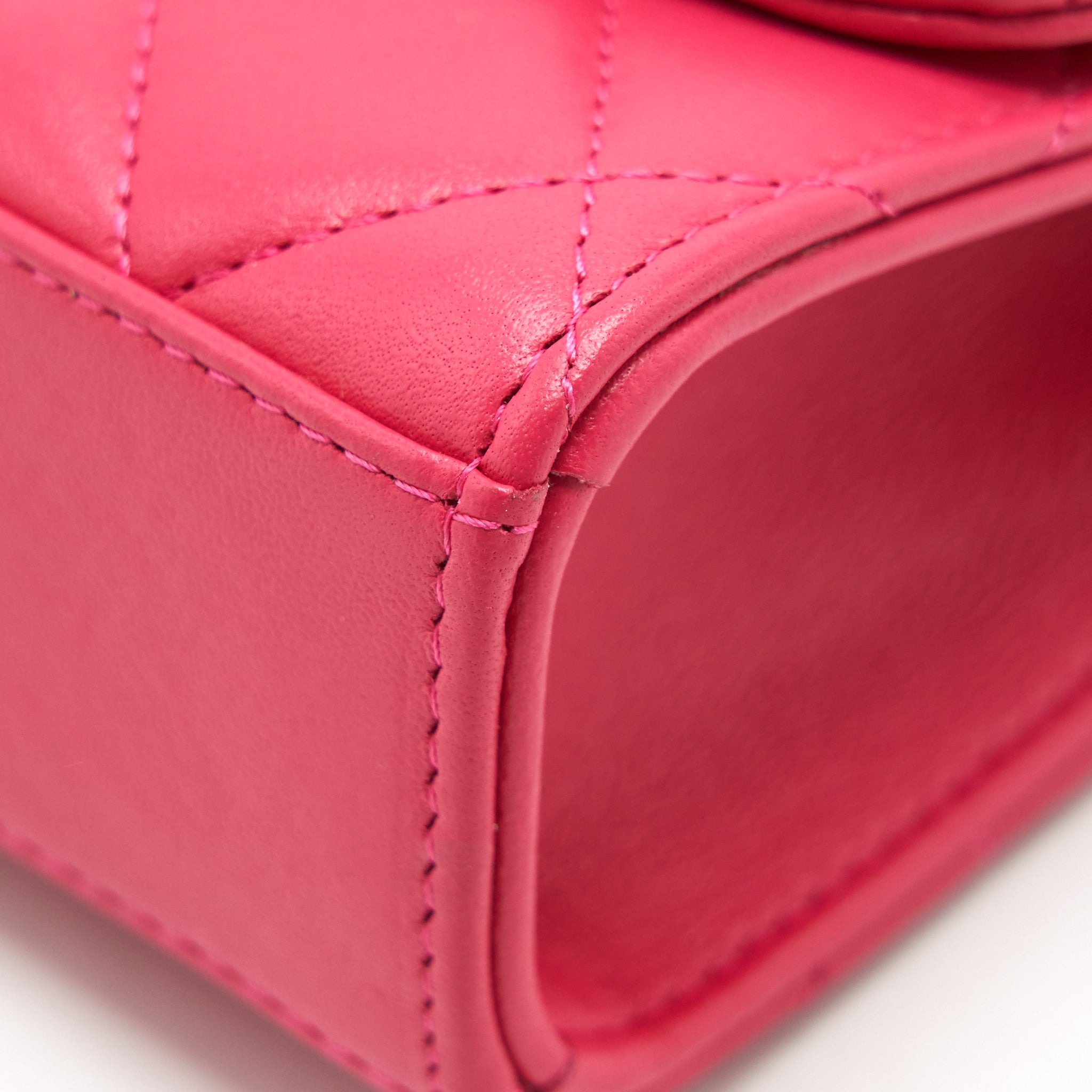 CHANEL MINI TRENDY CC CHAIN WALLET LAMBSKIN HOT PINK LGHW