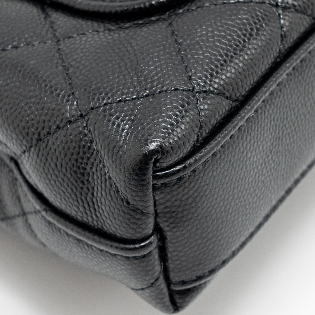 CHANEL COCO HANDLE MINI CLUTCH WITH CHAIN CAVIAR BLACK LGHW (MICROCHIP)