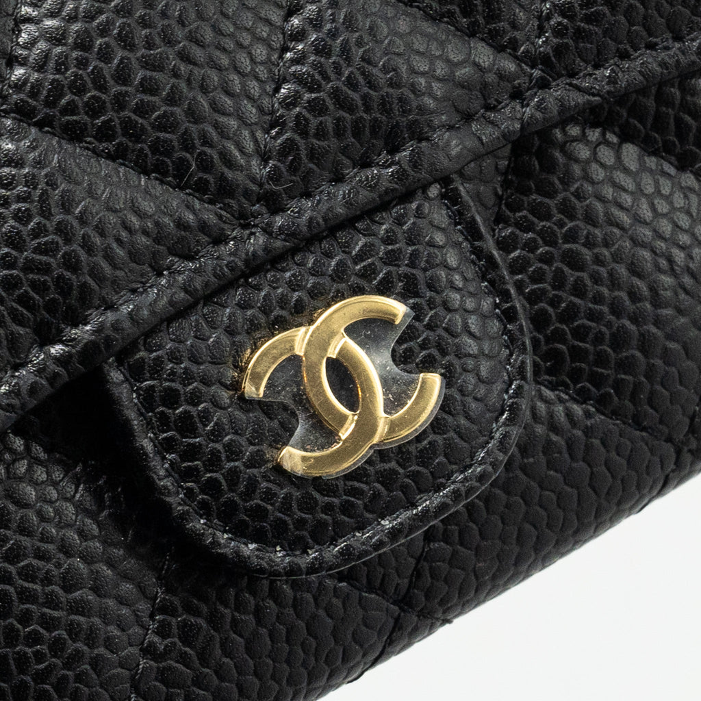 CHANEL CLASSIC FLAP CARD HOLDER CAVIAR BLACK GHW (MICROCHIP)