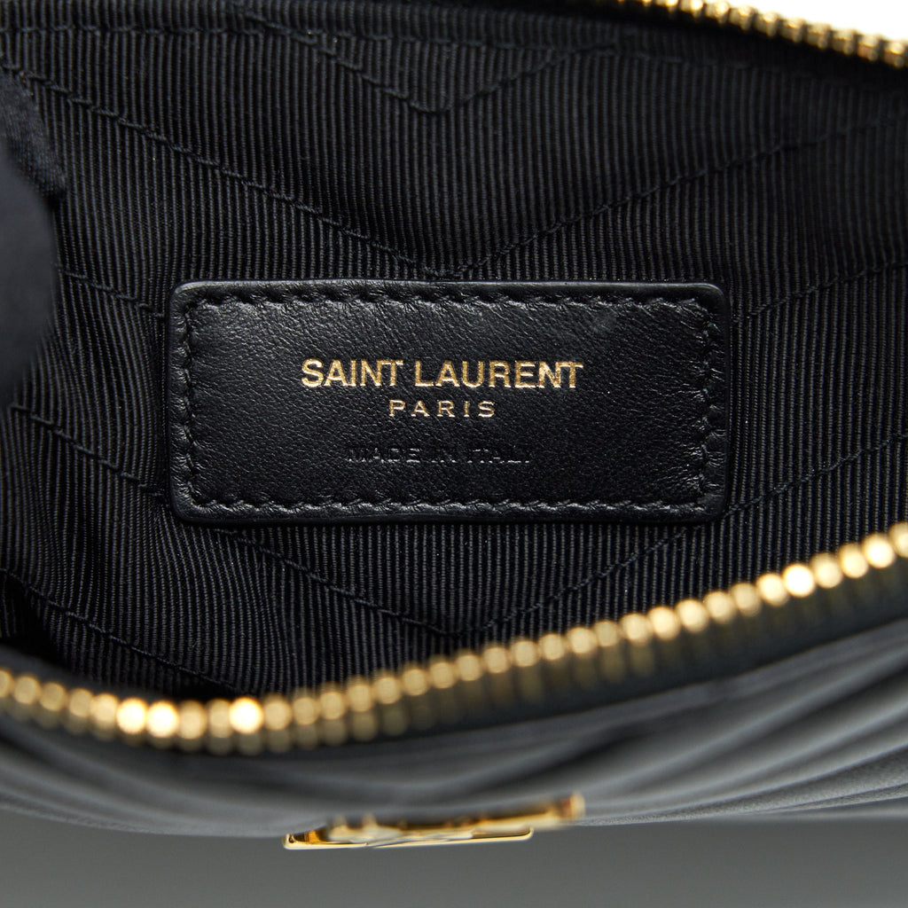 SAINT LAURENT MONOGRAM QUILTED LEATHER POUCH BLACK GHW