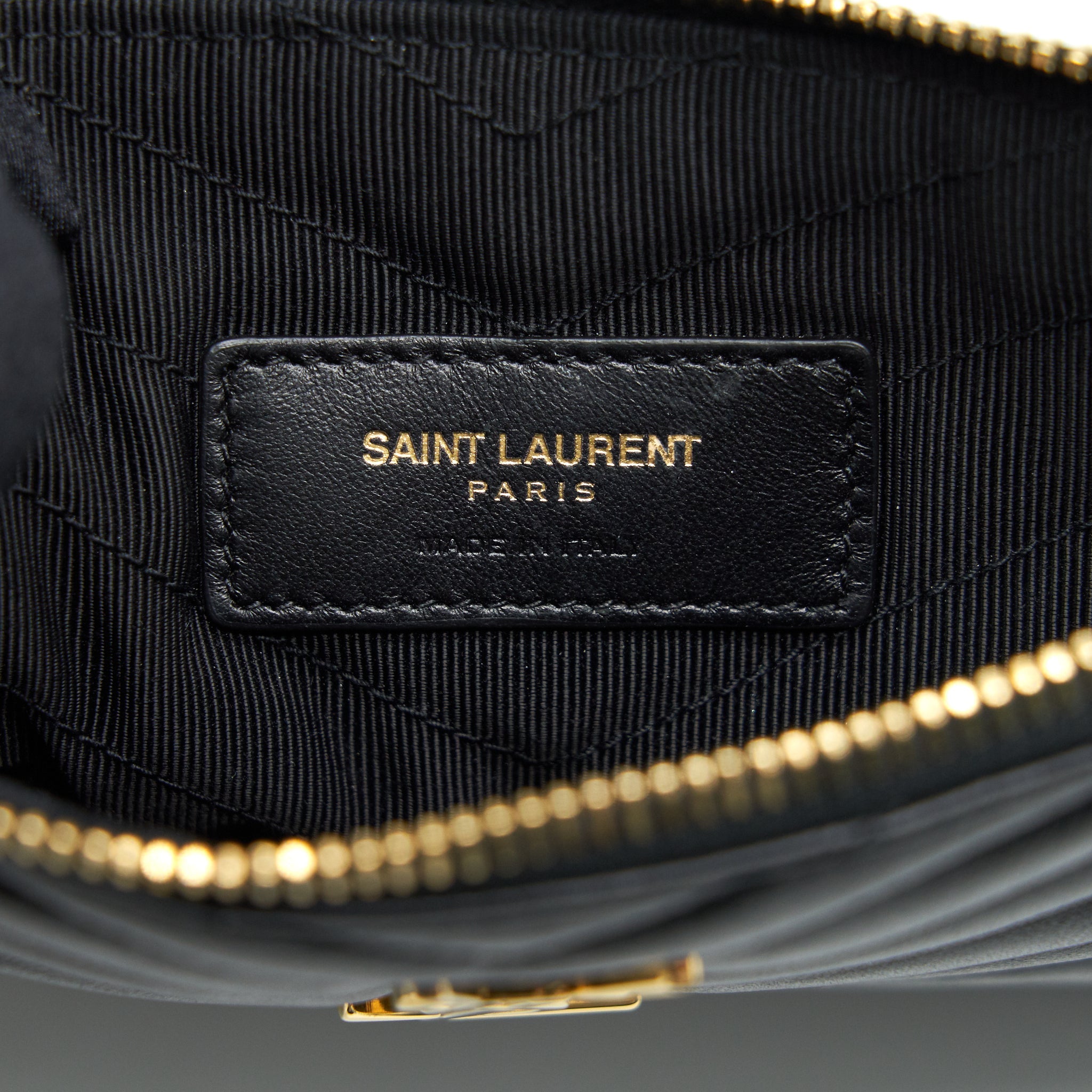 SAINT LAURENT MONOGRAM QUILTED LEATHER POUCH BLACK GHW