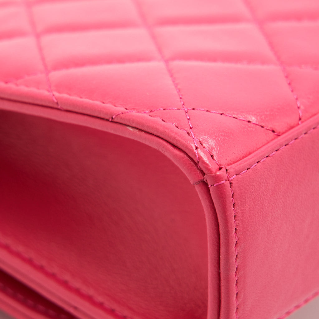 CHANEL MINI TRENDY CC CHAIN WALLET LAMBSKIN HOT PINK LGHW