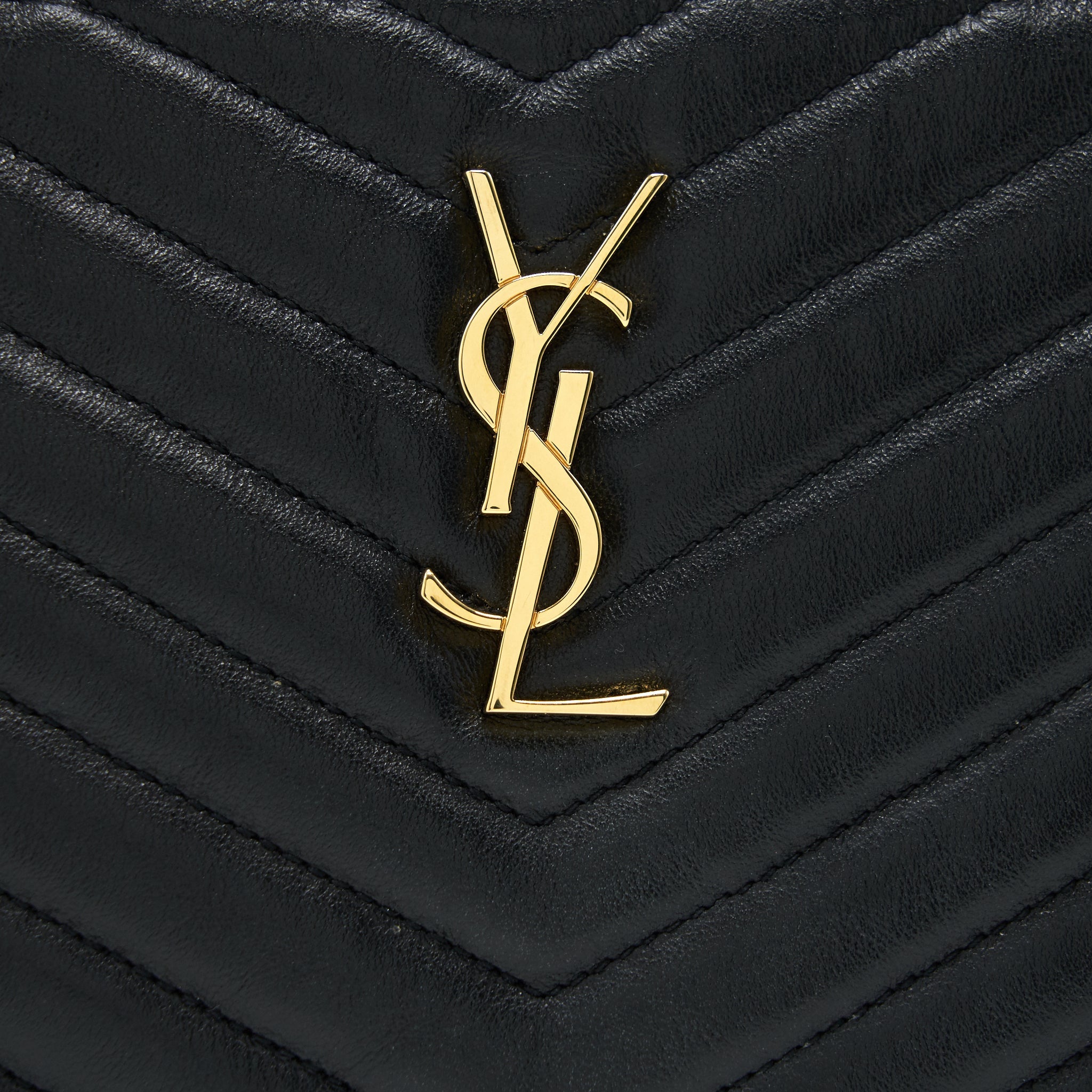 SAINT LAURENT MONOGRAM QUILTED LEATHER POUCH BLACK GHW