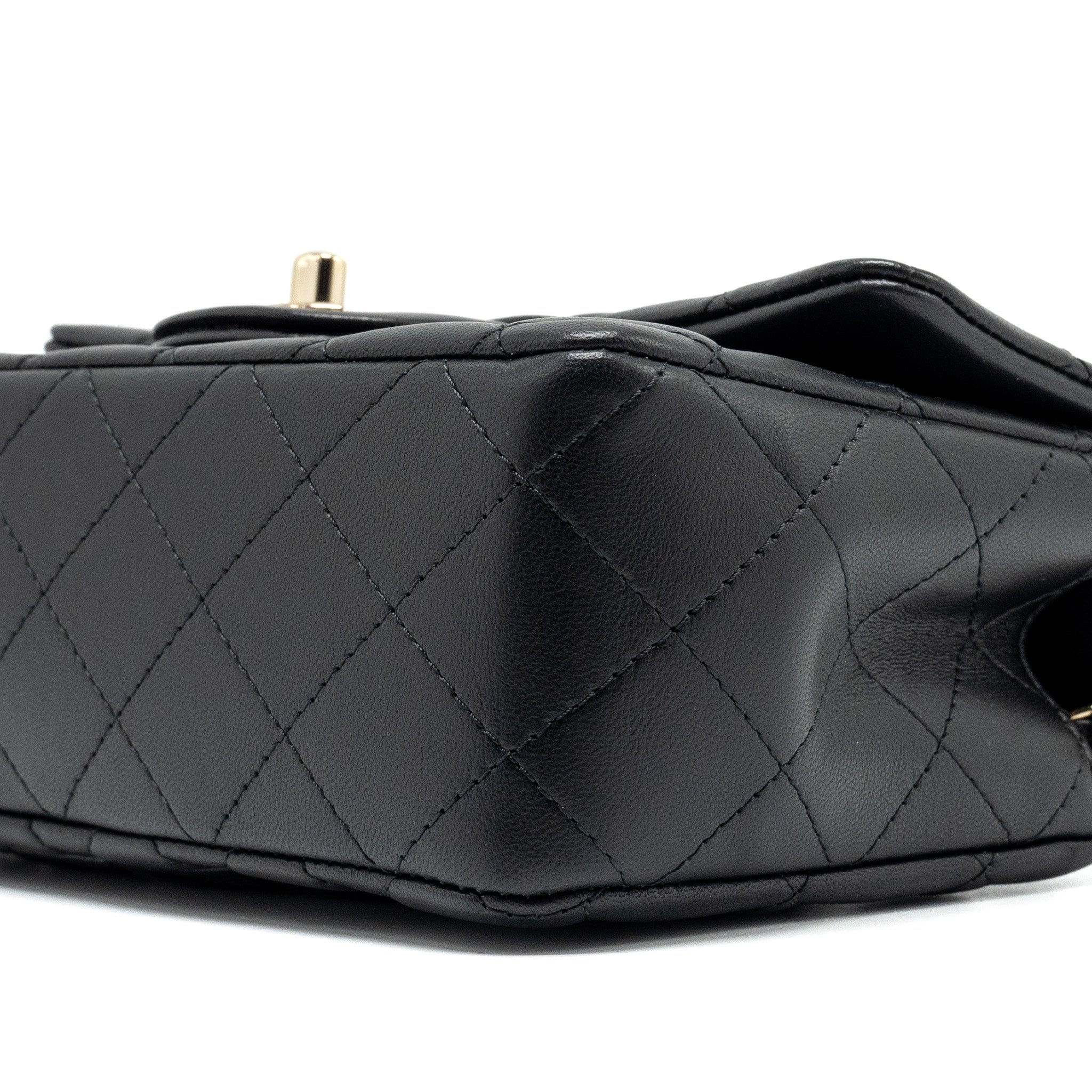 CHANEL TOP HANDLE MINI RECTANGULAR FLAP BAG LAMBSKIN BLACK LGHW (MICROCHIP)