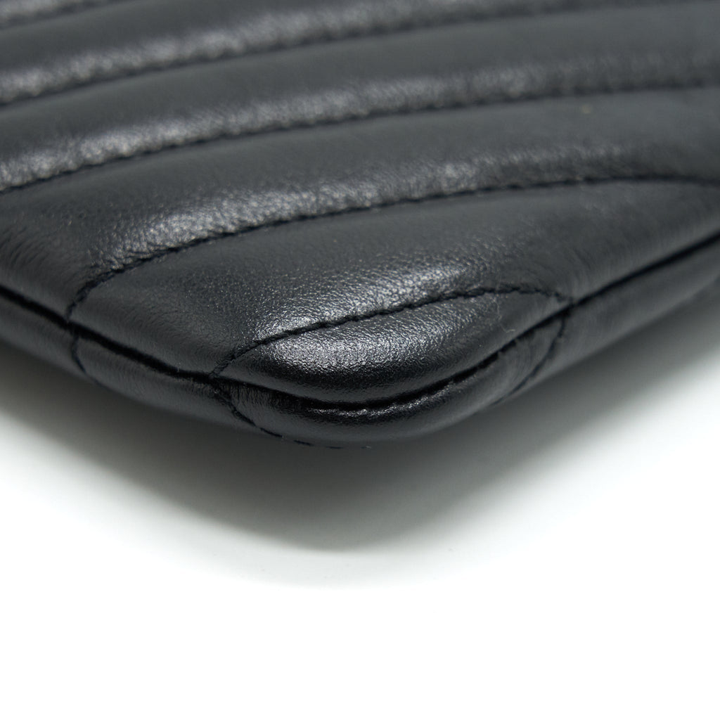 SAINT LAURENT MONOGRAM QUILTED LEATHER POUCH BLACK GHW