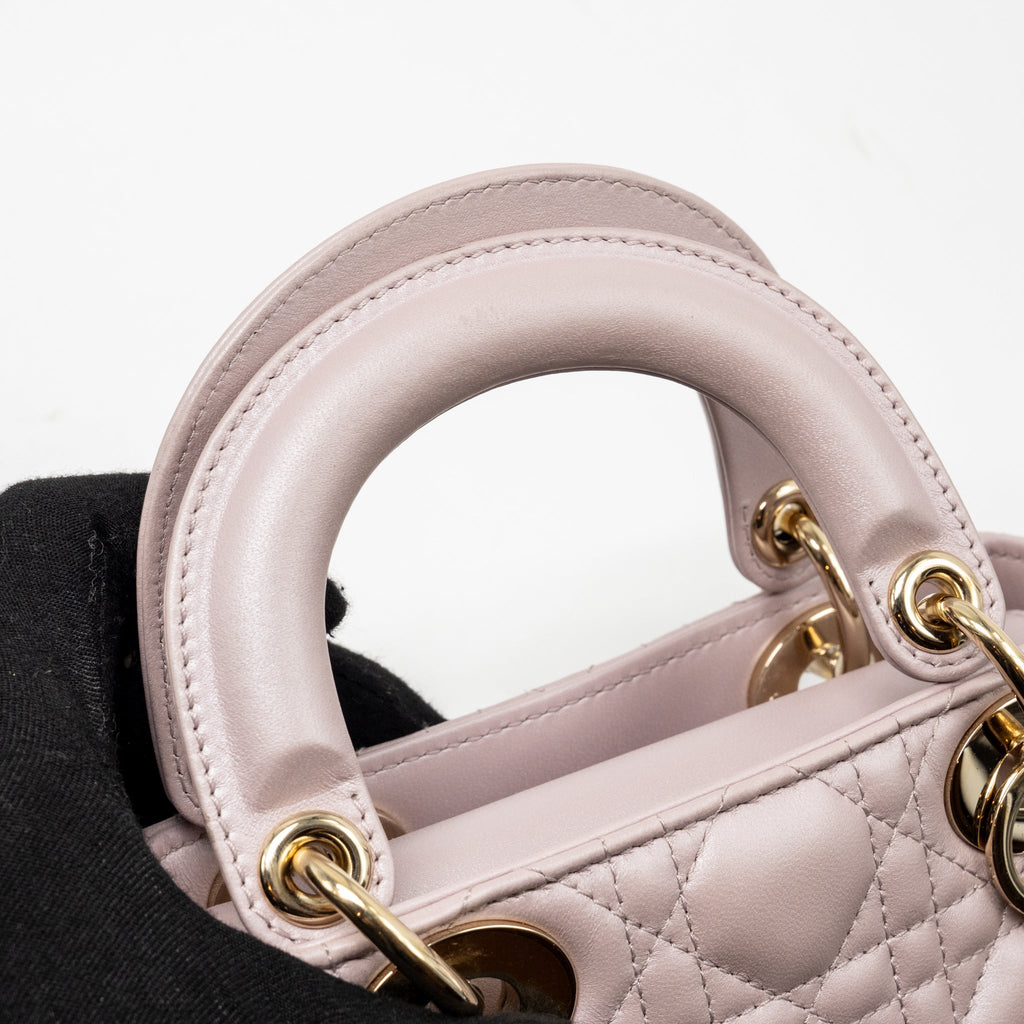 DIOR MINI LADY DIOR LAMBSKIN LIGHT PINK LGHW