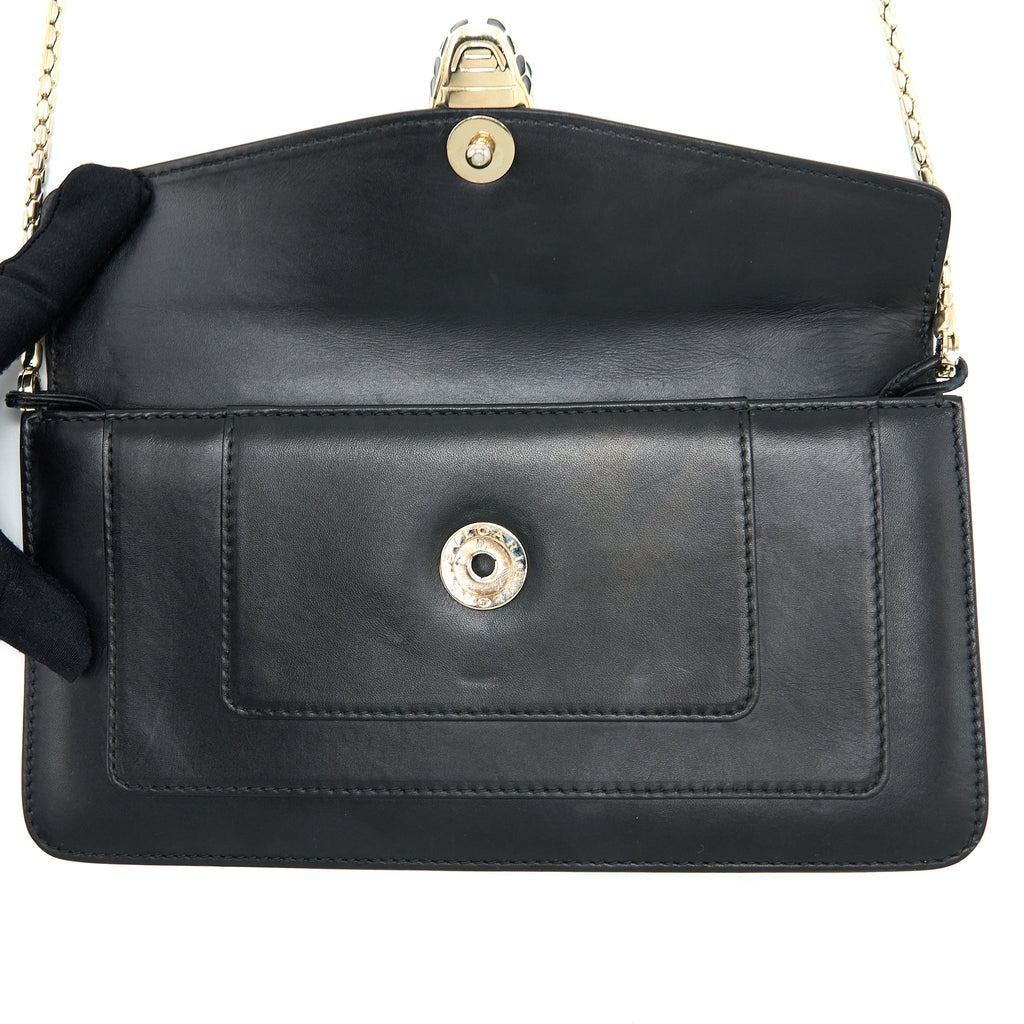 BVLGARI SERPENTI CLUTCH WITH CHAIN CALFSKIN BLACK GHW