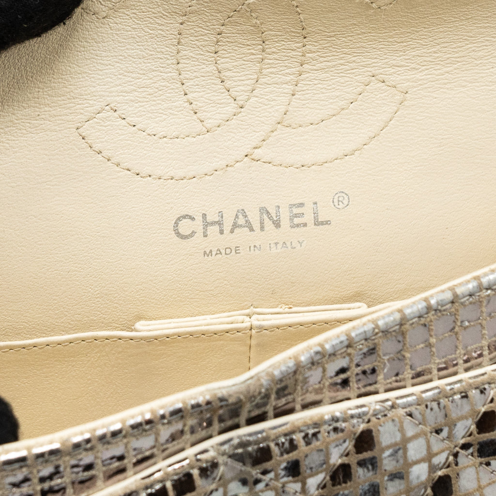 CHANEL MINI 2.55 REISSUE FLAP BAG CALFSKIN BEIGE / SILVER SHW