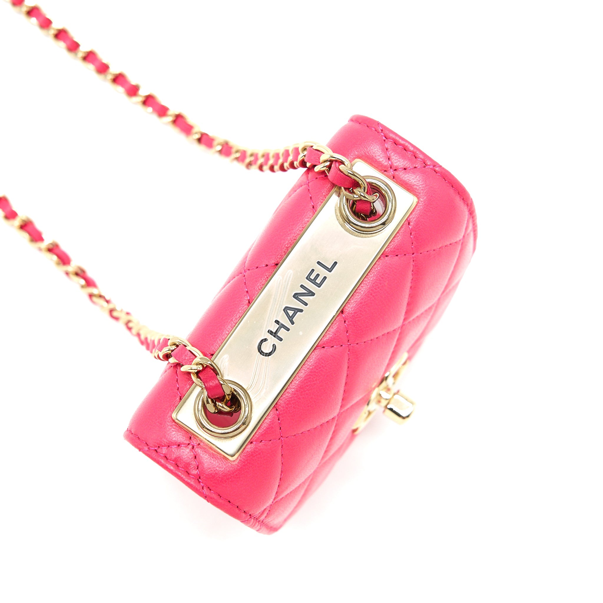CHANEL MINI TRENDY CC CHAIN WALLET LAMBSKIN HOT PINK LGHW