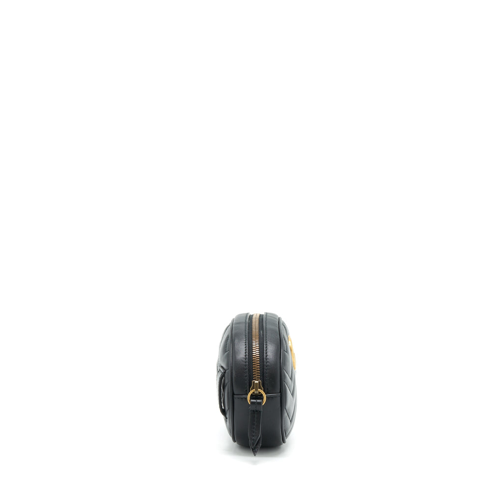 GUCCI GG MARMONT MATELASSE BELT BAG BLACK GHW