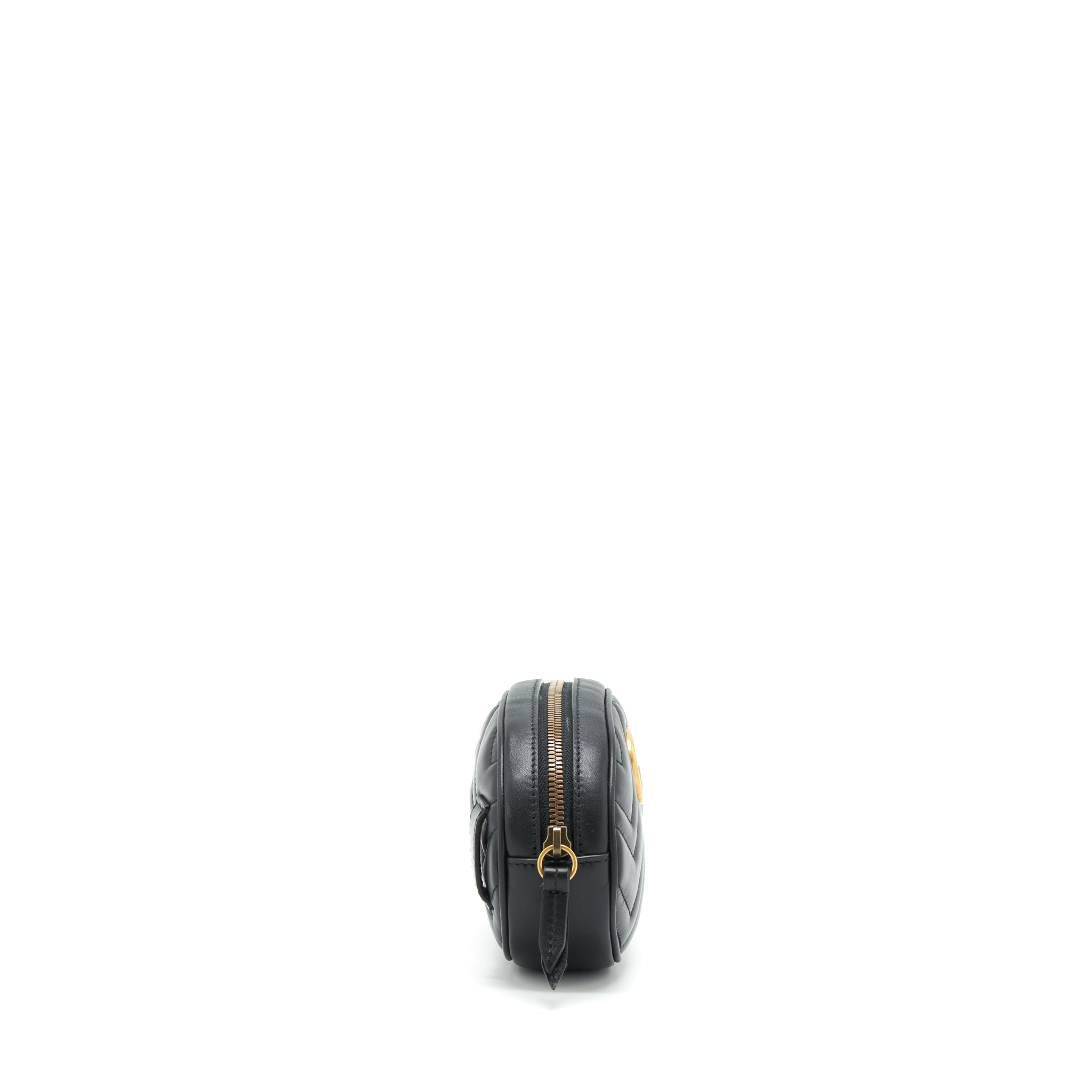 GUCCI GG MARMONT MATELASSE BELT BAG BLACK GHW