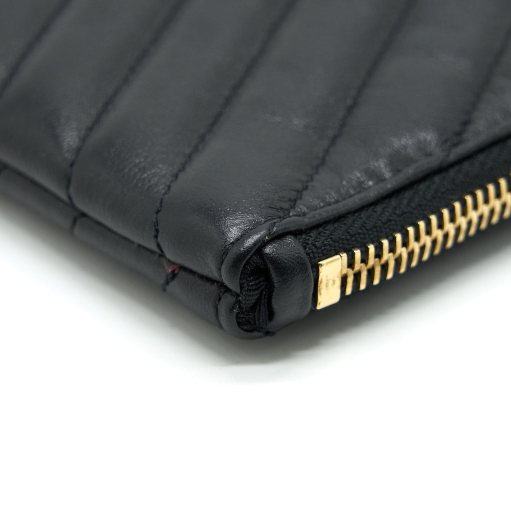 SAINT LAURENT MONOGRAM QUILTED LEATHER POUCH BLACK GHW