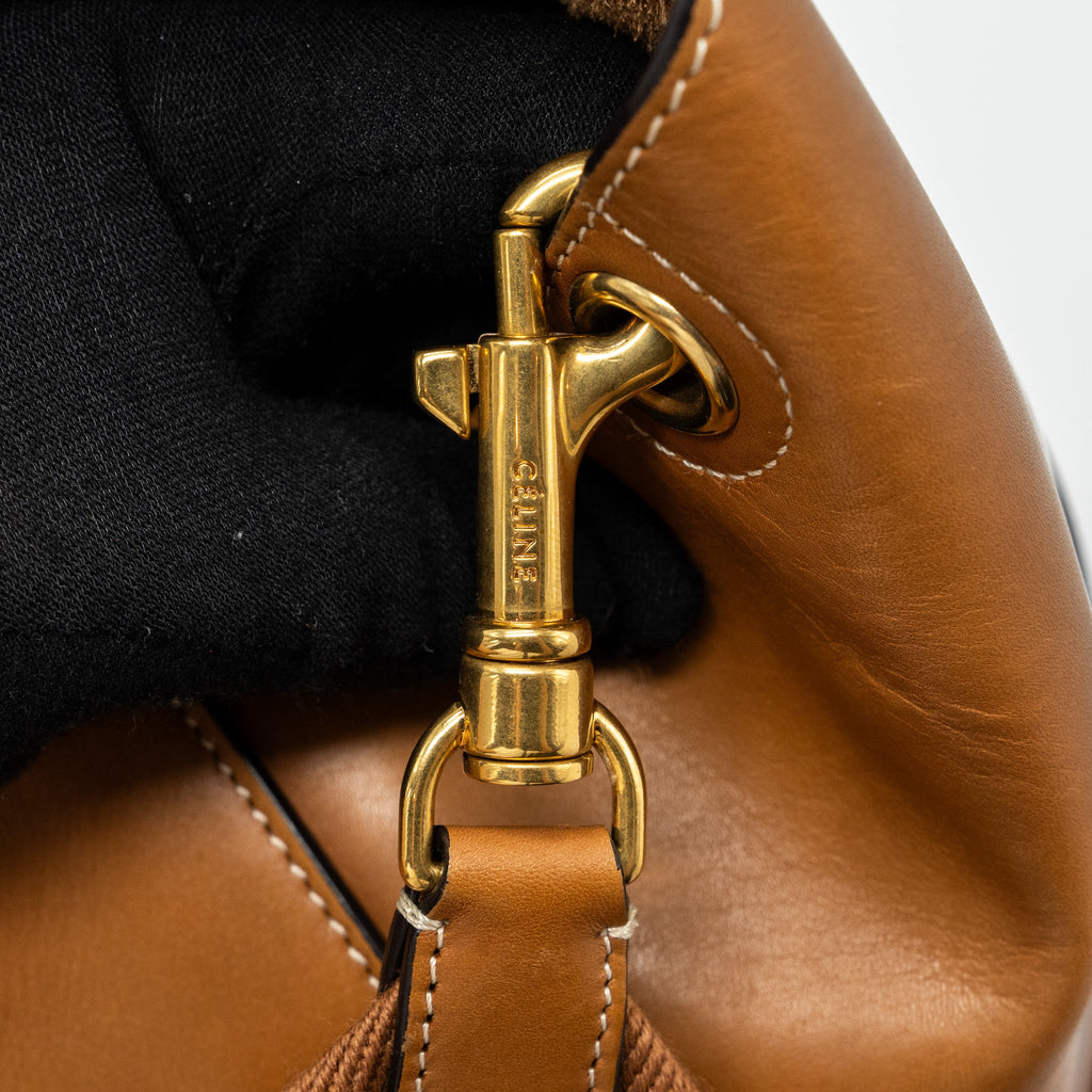 CELINE SANGLE BUCKET BAG LEATHER BROWN GHW