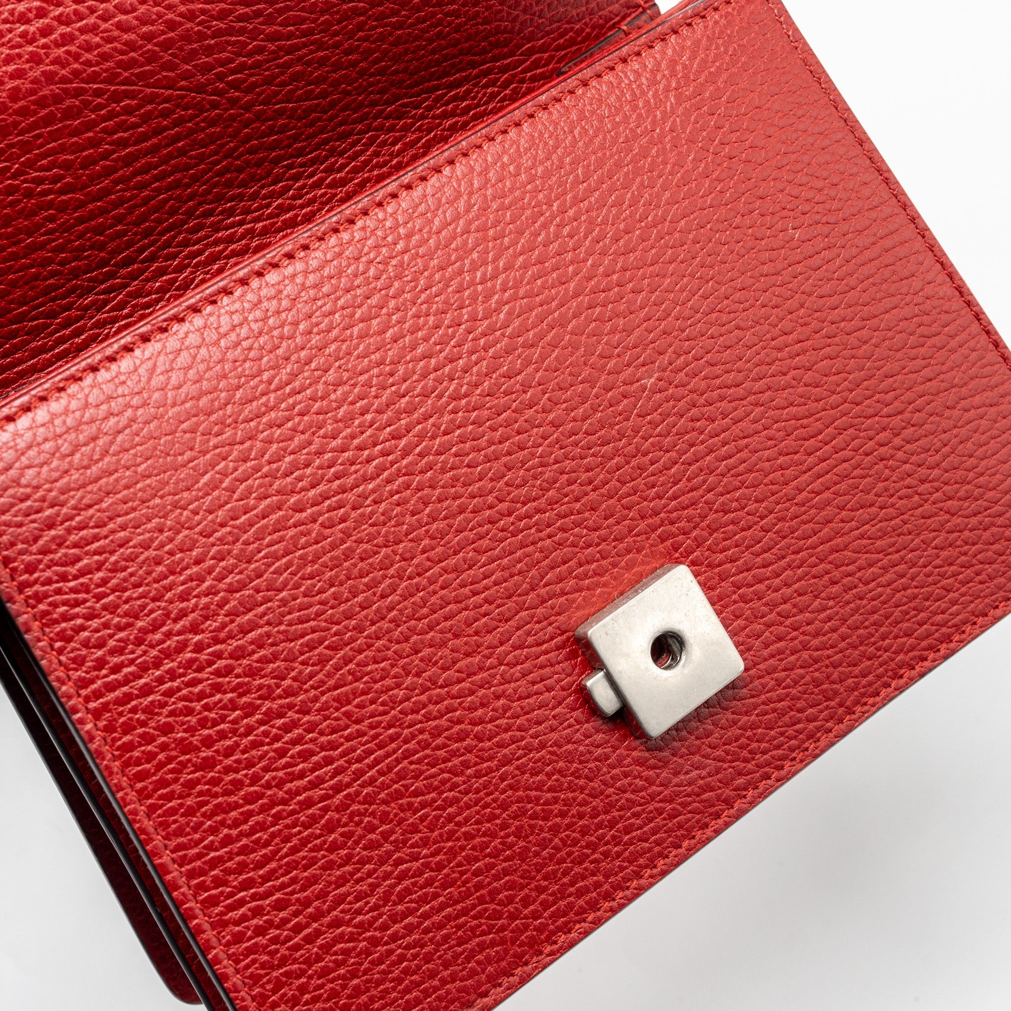 GUCCI DIONYSUS SMALL BAMBOO HANDLE BAG CALFSKIN RED SHW