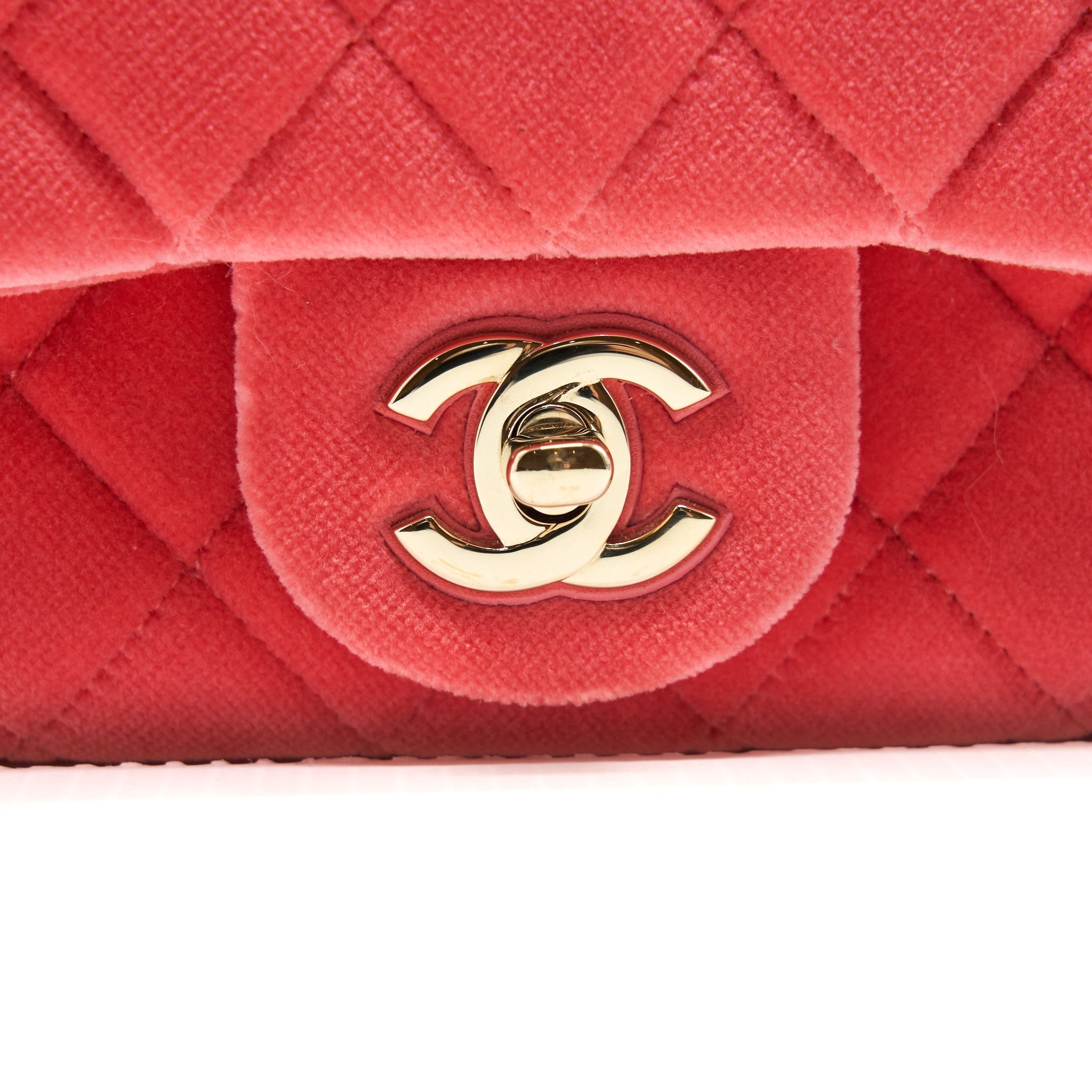CHANEL PEARL CRUSH MINI SQUARE FLAP BAG VELVET PINK GHW
