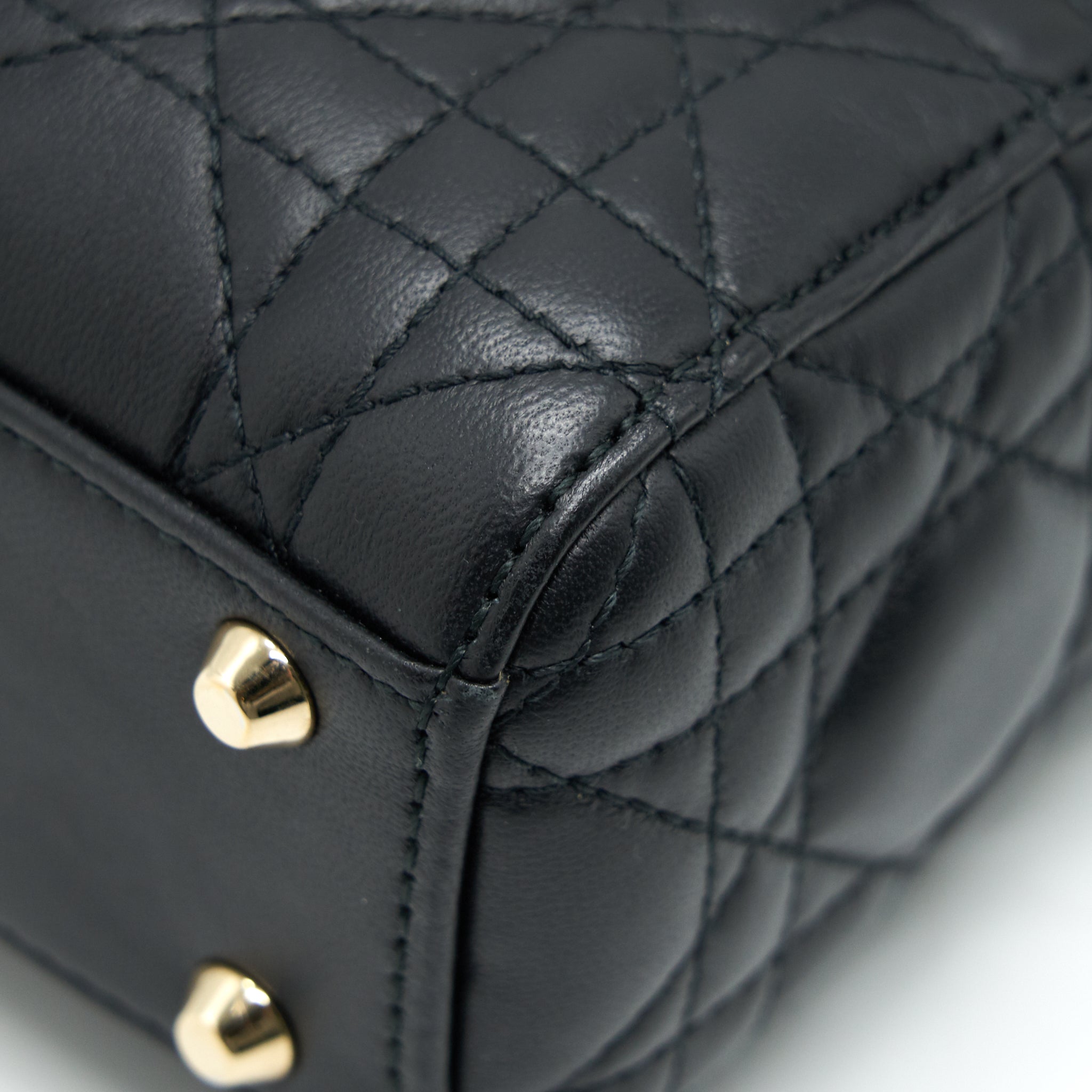 DIOR MINI LADY DIOR TOTE BAG LAMBSKIN BLACK LGHW