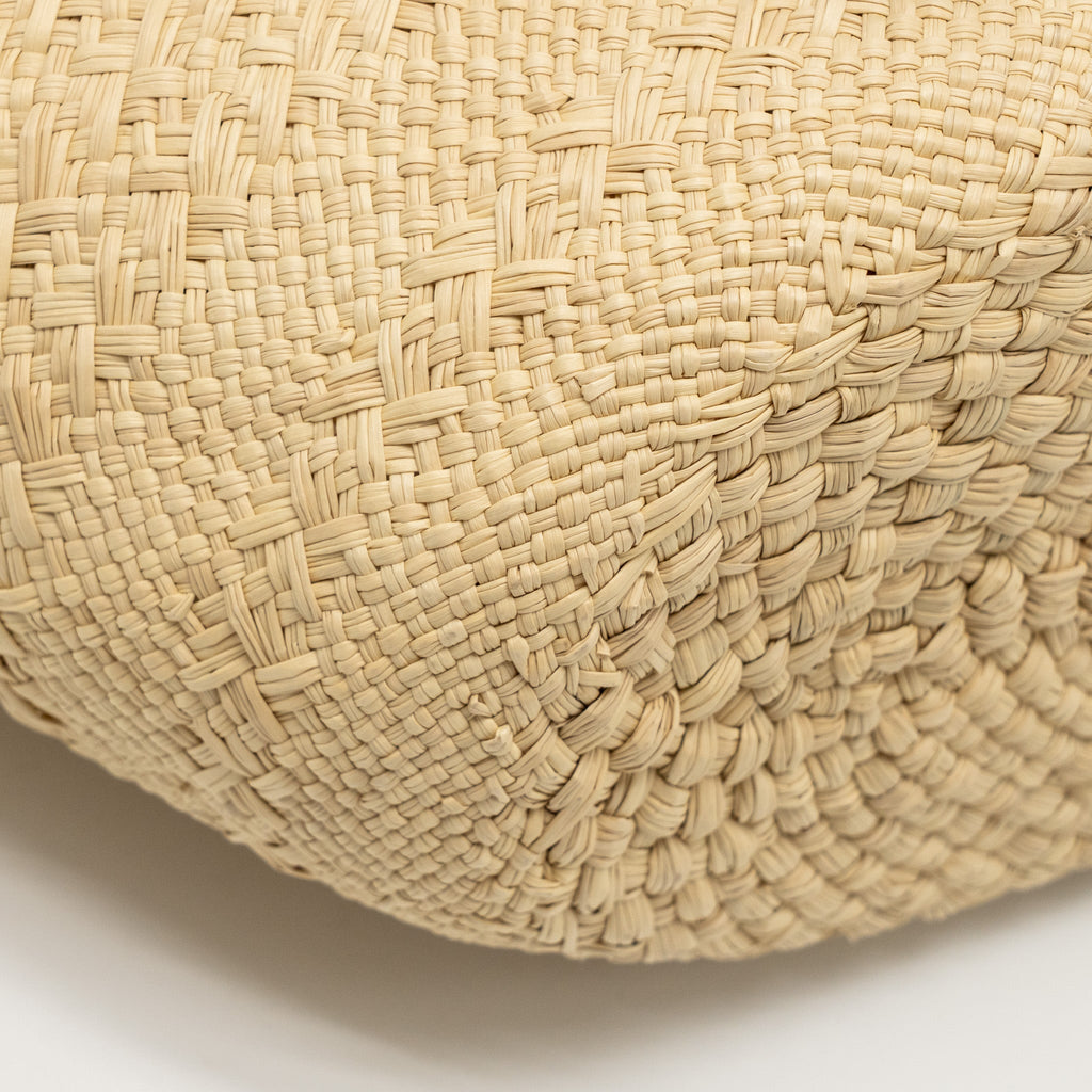 LOEWE SMALL ANAGRAM BASKET BAG IRACA PALM/CALFSKIN NATURAL/TAN