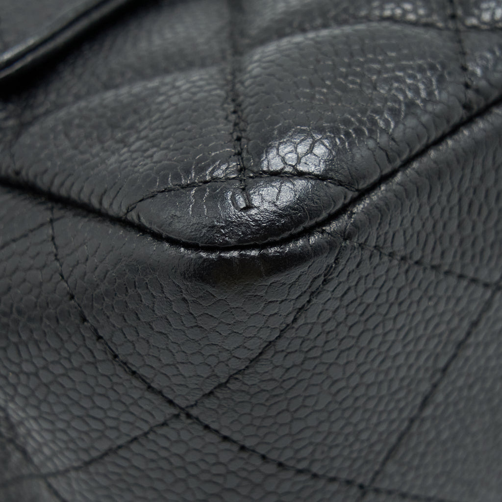 CHANEL JUMBO SINGLE FLAP BAG CAVIAR BLACK GHW