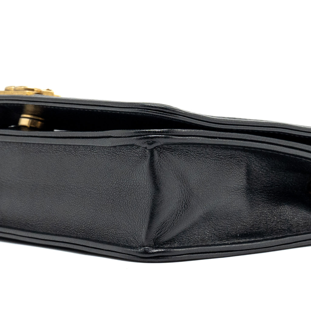CHANEL BOY WALLET ON CHAIN LAMBSKIN BLACK BRUSHED GHW