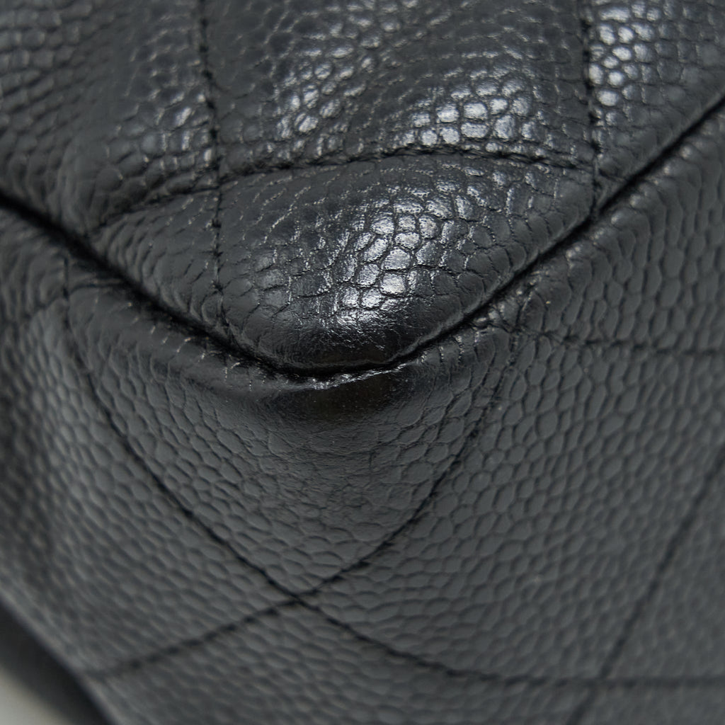CHANEL JUMBO SINGLE FLAP BAG CAVIAR BLACK GHW