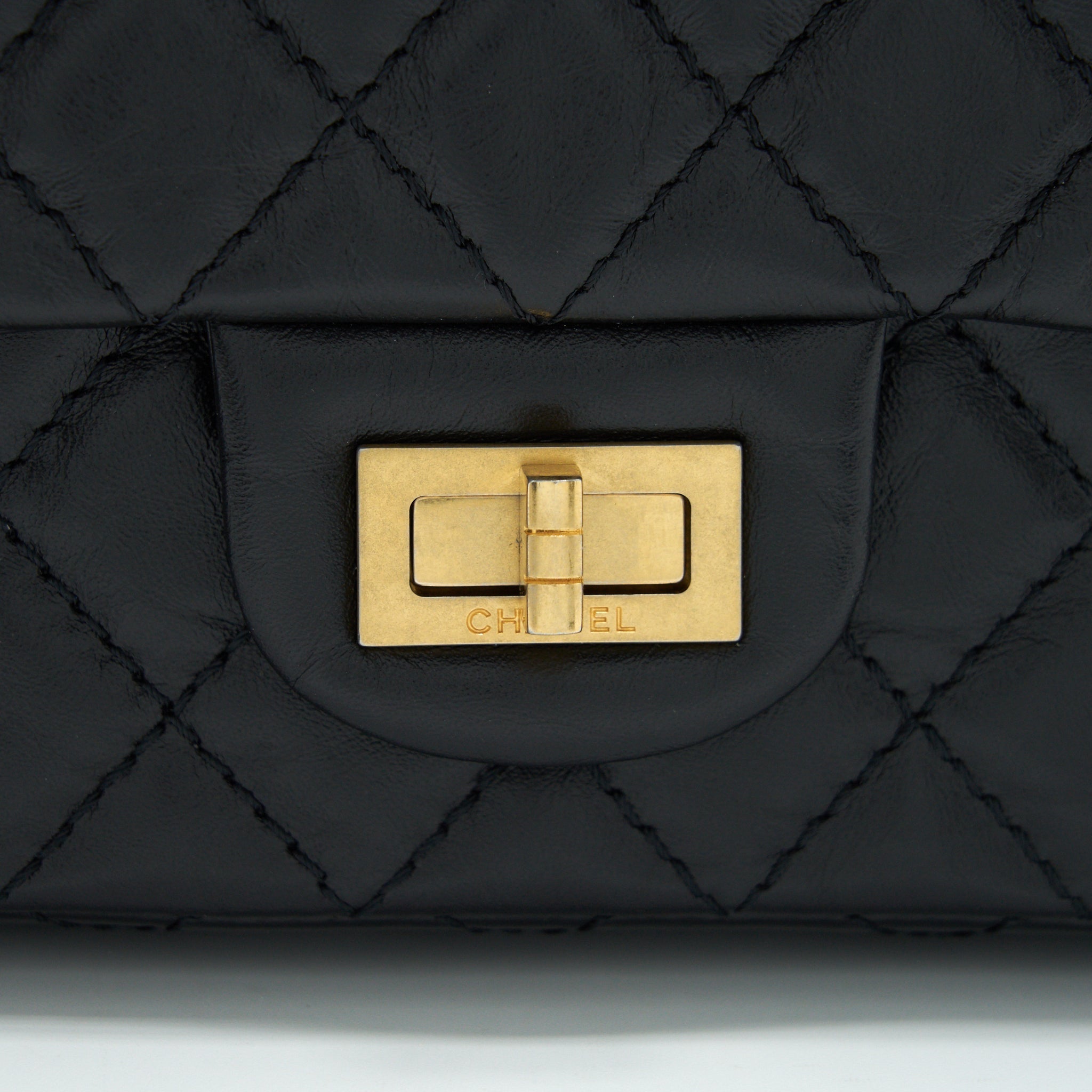 CHANEL SMALL REISSUE 2.55 FLAP BAG BLACK BRUSHED GHW