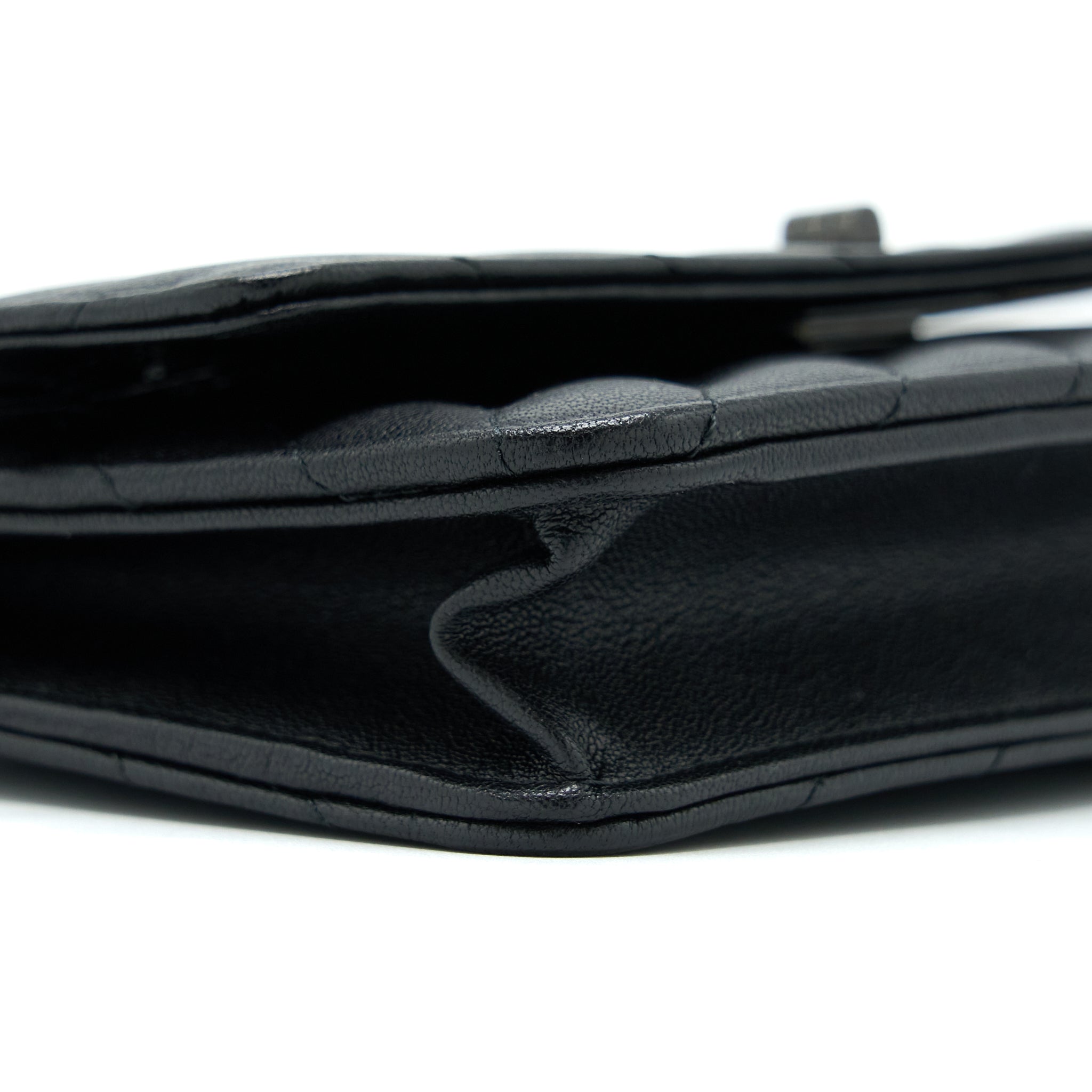 CHANEL 2.55 SO BLACK WALLET ON CHAIN CALFSKIN WITH BLACK HARDWARE