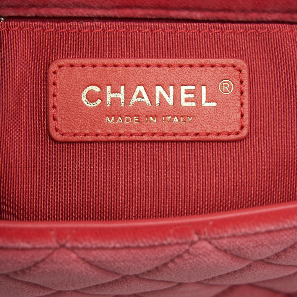 CHANEL PEARL CRUSH MINI SQUARE FLAP BAG VELVET PINK GHW