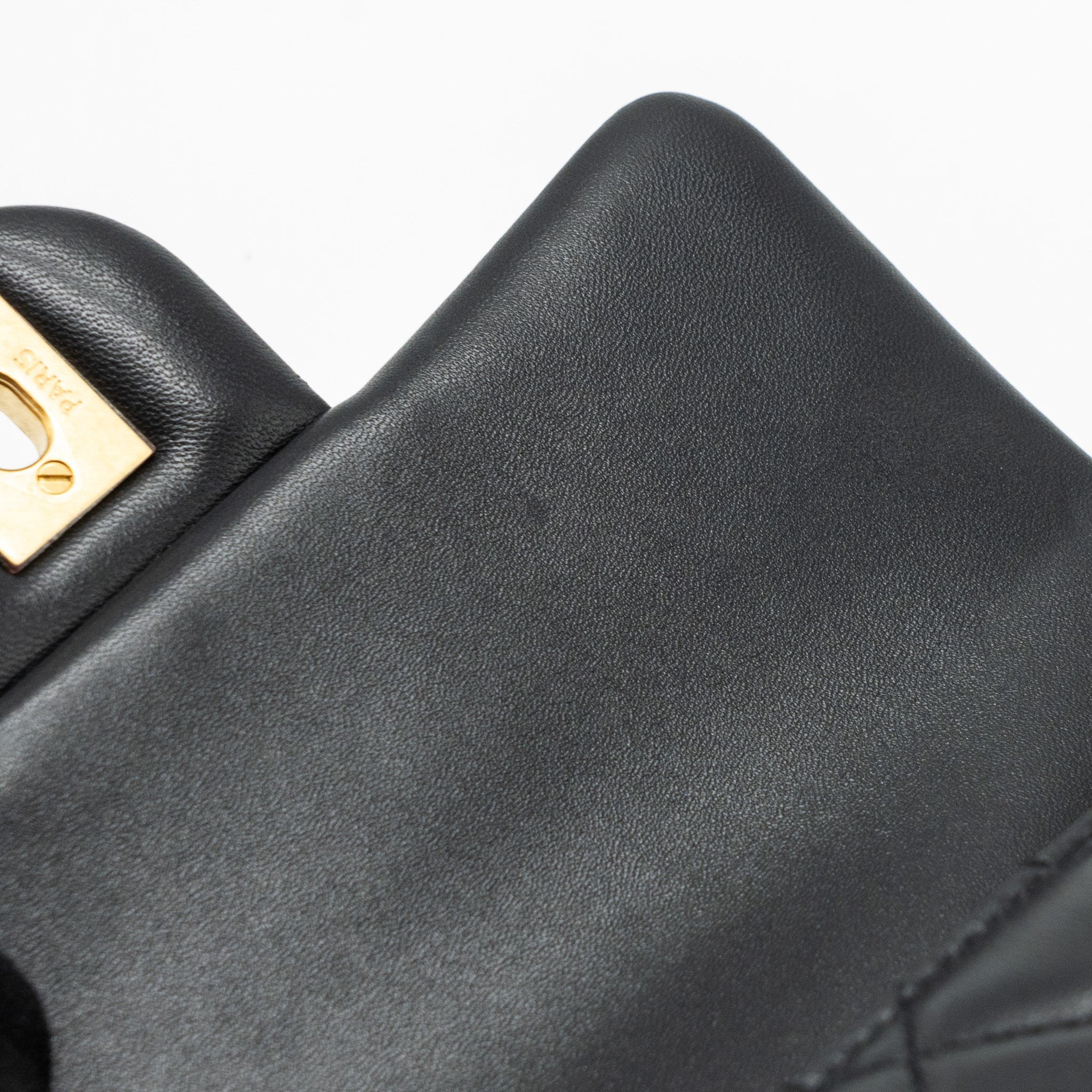CHANEL PEARL CRUSH MINI  SQUARE FLAP BAG LAMBSKIN BLACK GHW (MICROCHIP)
