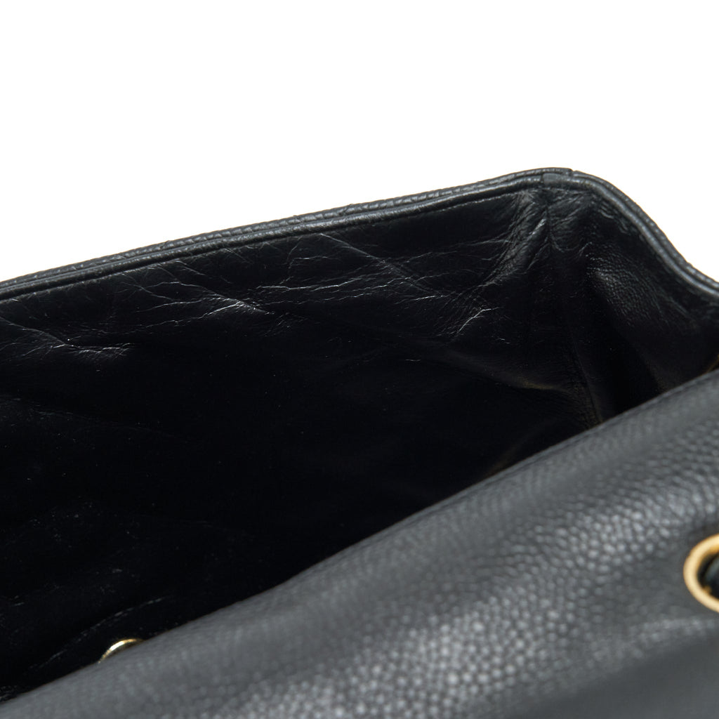 CHANEL JUMBO SINGLE FLAP BAG CAVIAR BLACK GHW